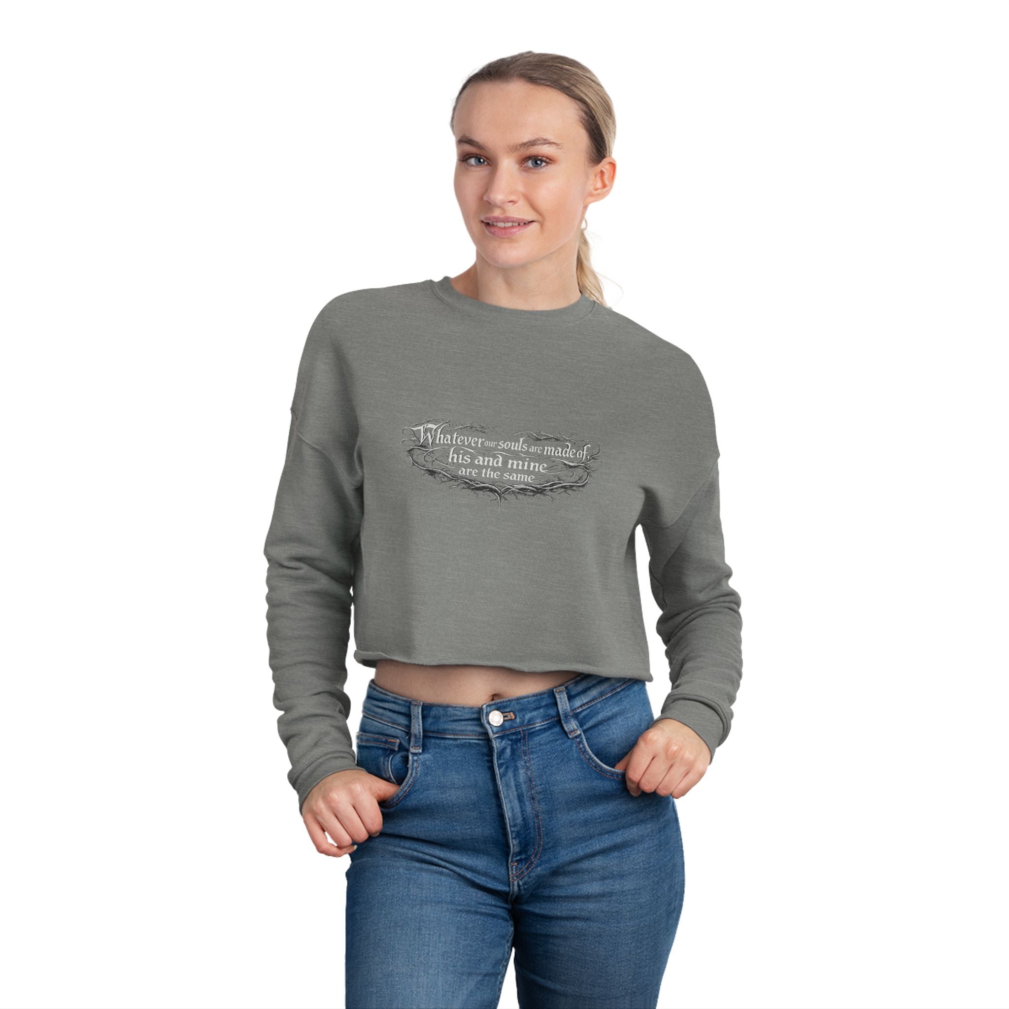 Emily Brontë Quote Moonlit Nature Cropped Sweatshirt