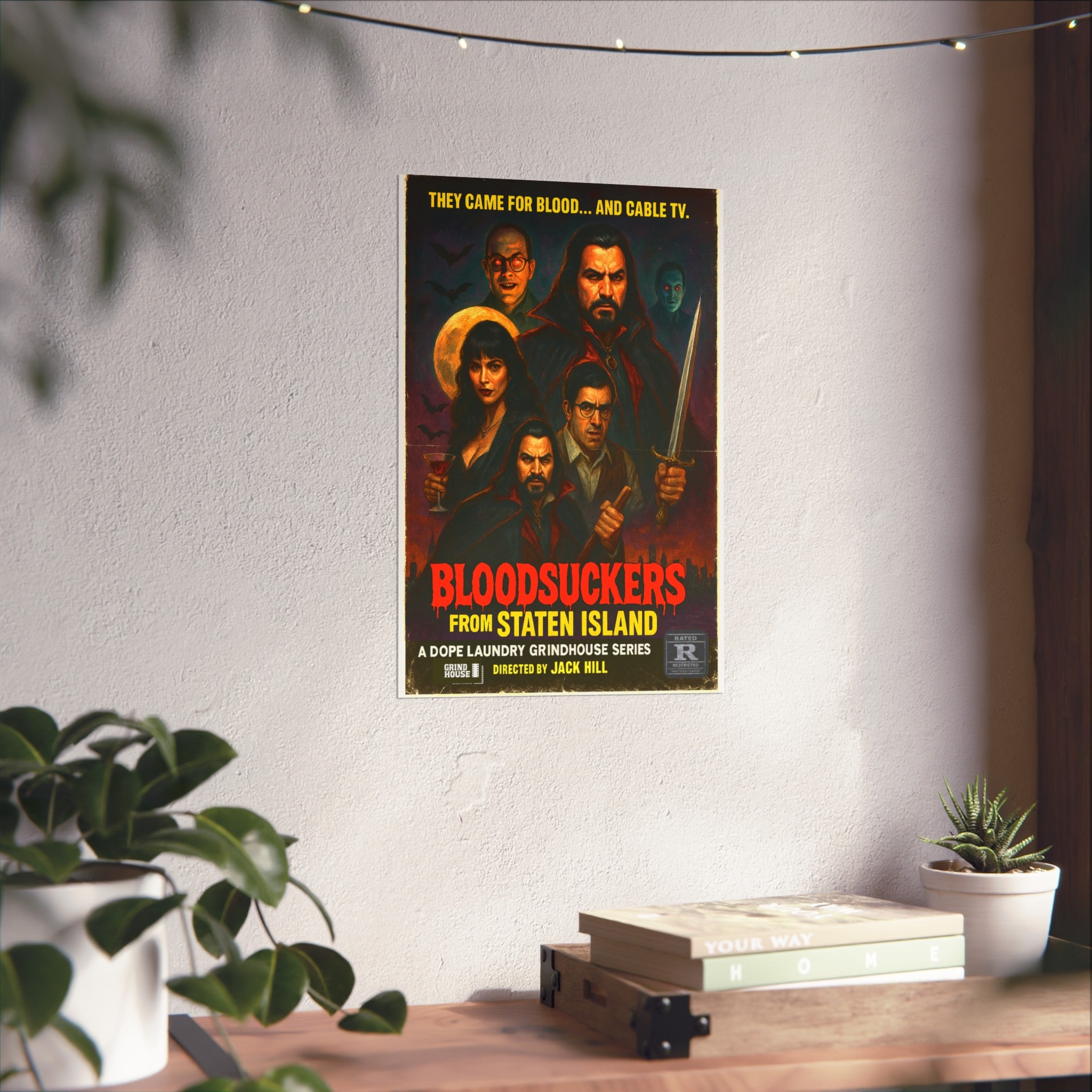 "Bloodsuckers of Staten Island" (variant) Grind House inspired Print (what we do in the shadows) Unique Gift for Film Lovers, Home Aesthetic