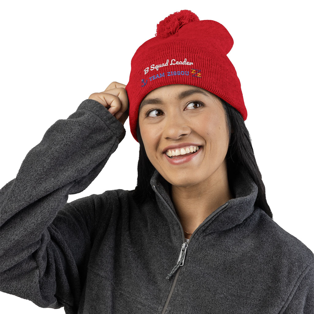 Team Zissou - B Squad Leader - Custom Embroidered Pom-Pom Knit Cap - Wes Anderson films
