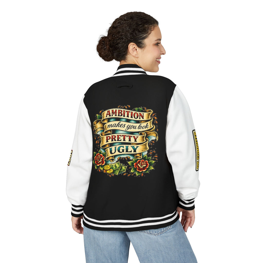 Letterman Jacket — "Ambition Makes You Look Pretty Ugly" Floral Varsity Jacket