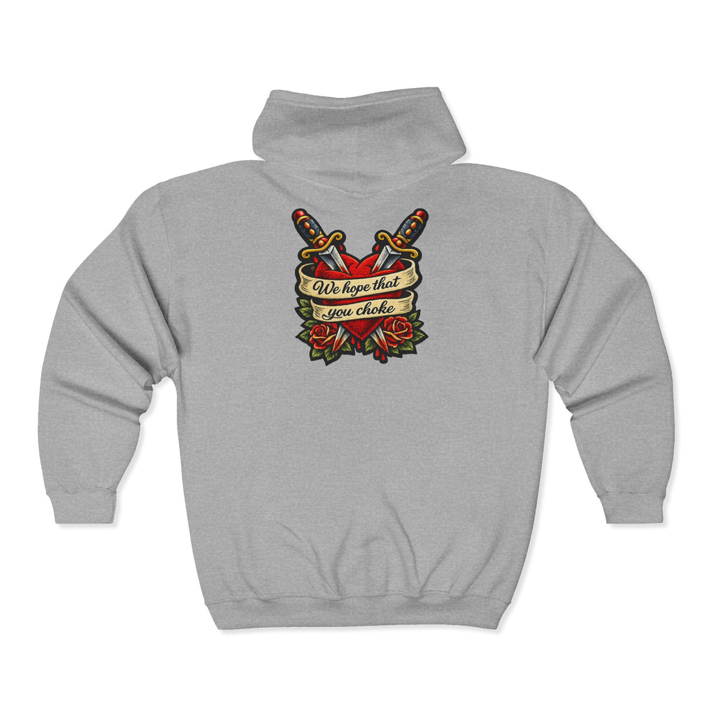Skull & Roses Zip Hoodie —we hope that you choke