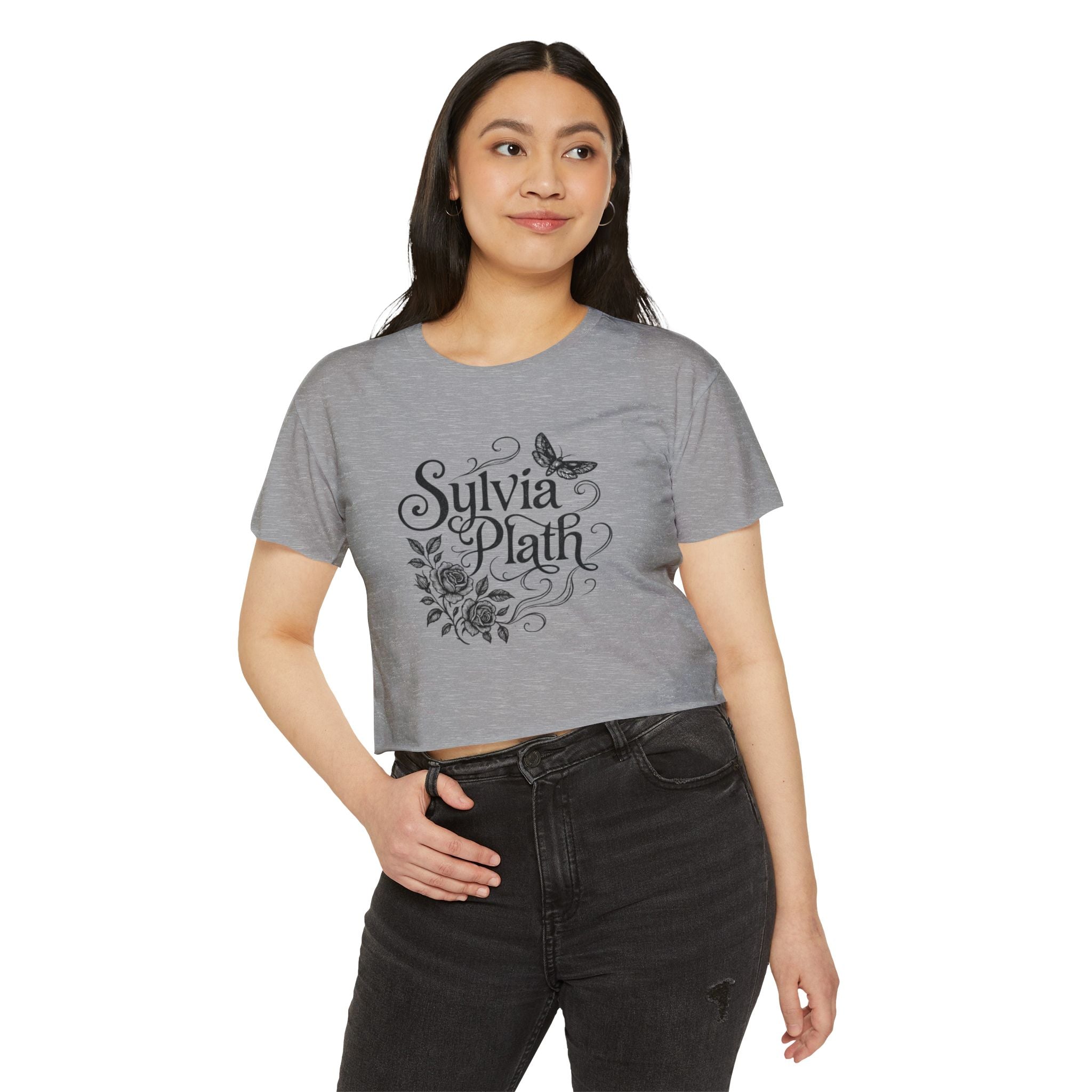 Sylvia Plath Floral Crop Top — Women's Festival Graphic Tee