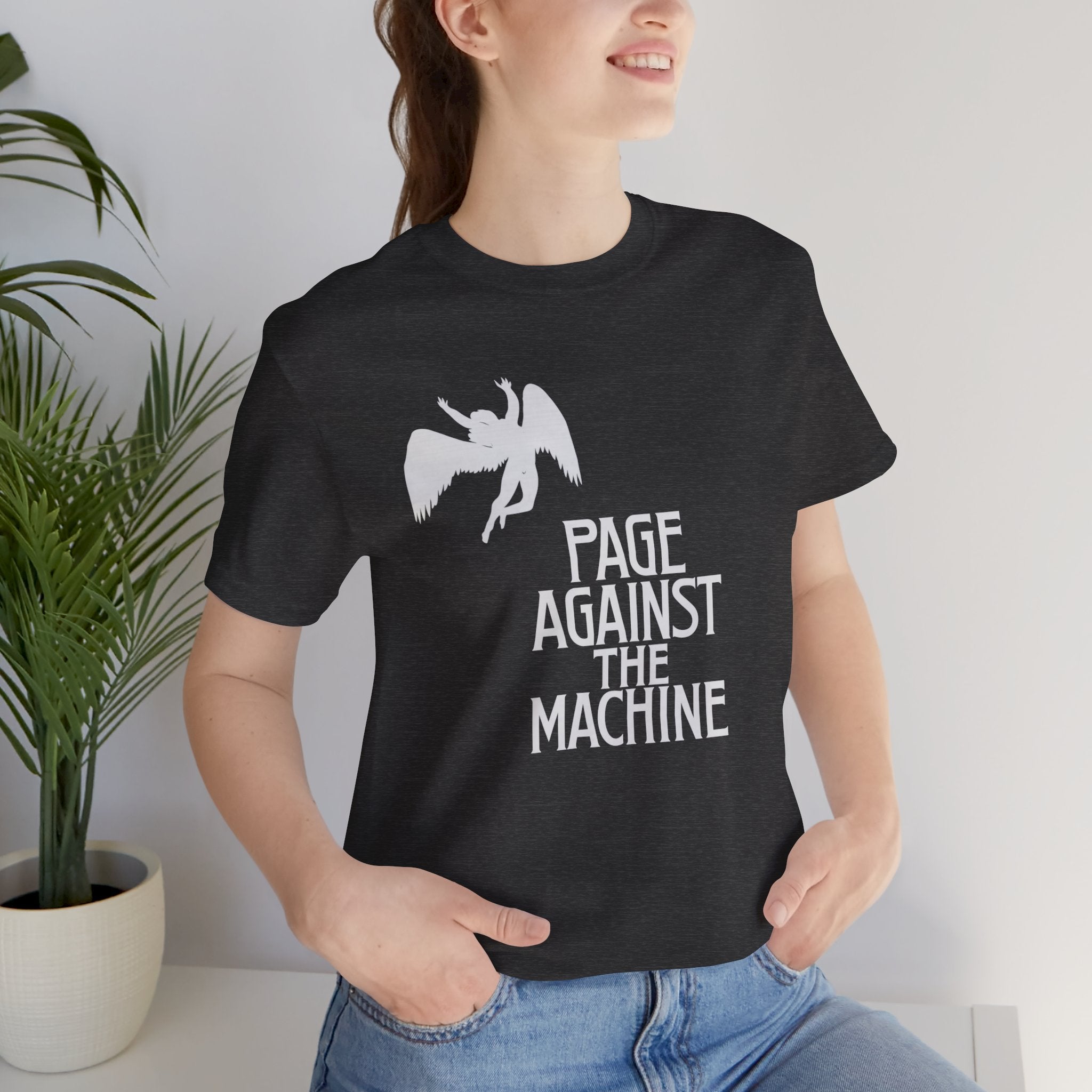 "Page Against the Machine" unisex jersey short sleeve tee (Led Zeppelin, Jimmy Page, Music Mash up, Rage against the machine inspired homage)