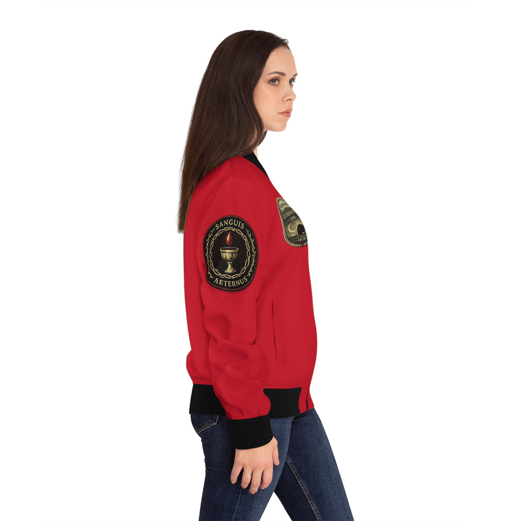Dracula Castle Bomber Jacket — Gothic Vampire Crest Women's Jacket