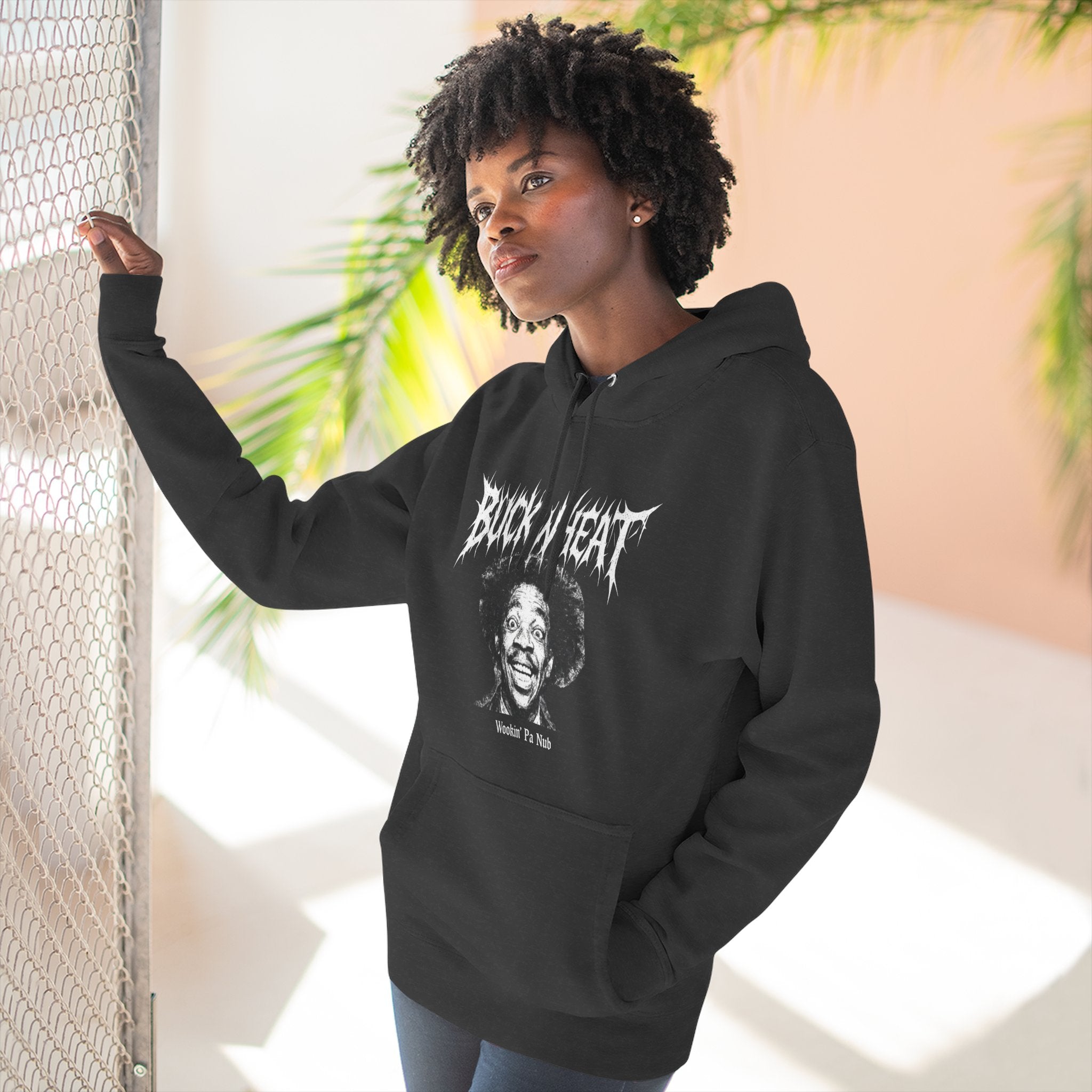 Fleece Hoodie Buckwheat 'Wookin' Pa Nub' Black Metal Inspired (SNL, Eddie Murphy)