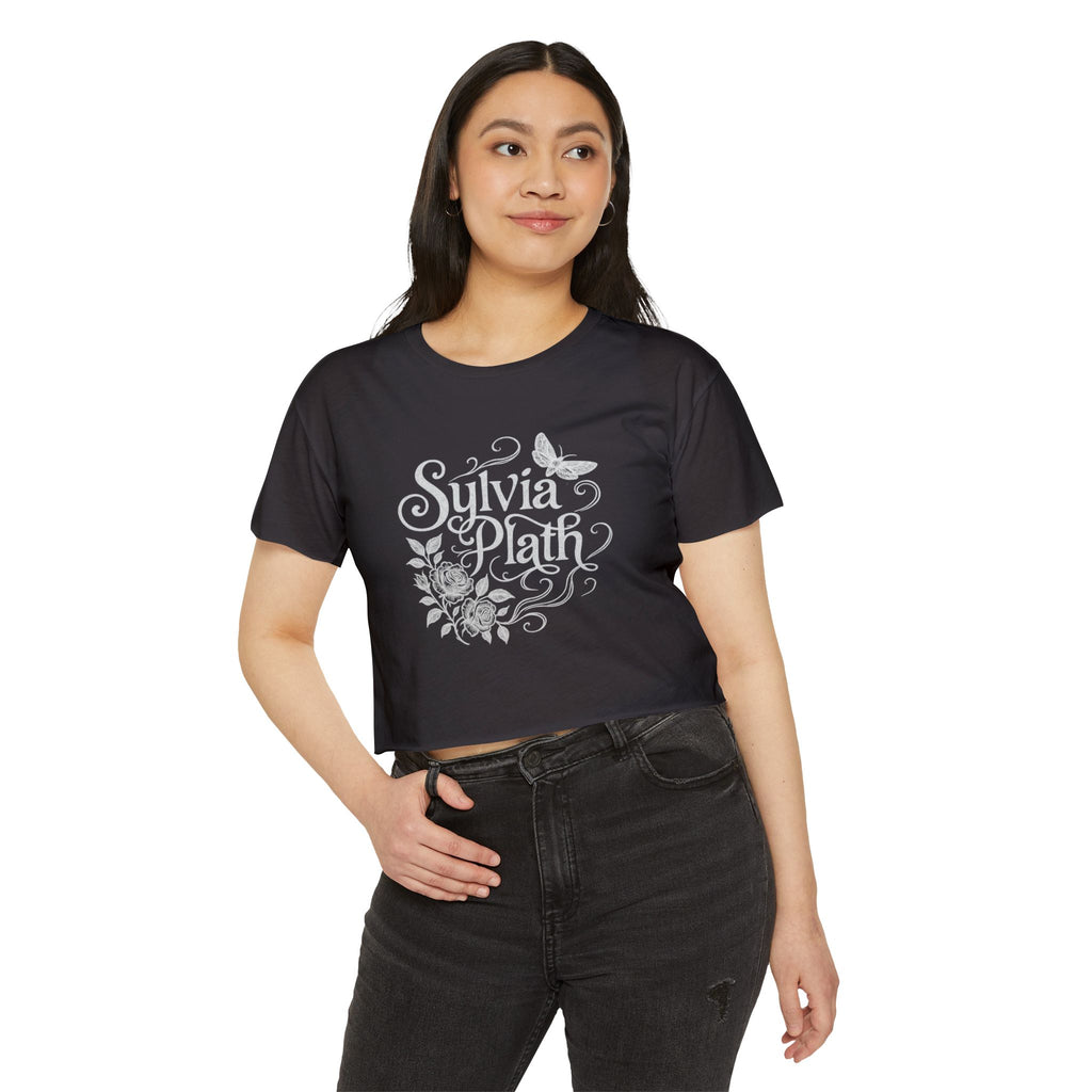 Sylvia Plath Floral Crop Top — Women's Festival Graphic Tee
