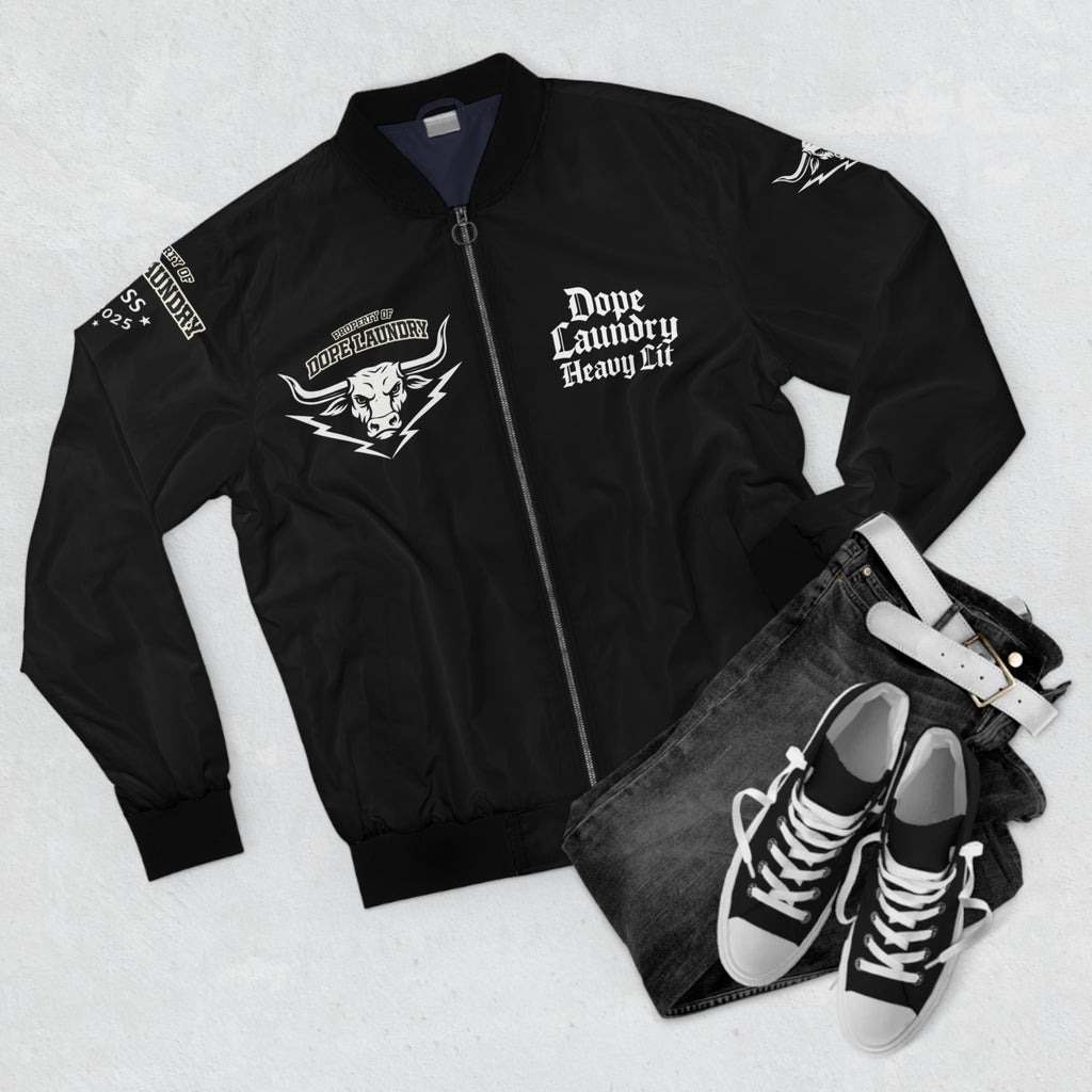 Literary Metal Bomber Jacket — Author Logos Back Print