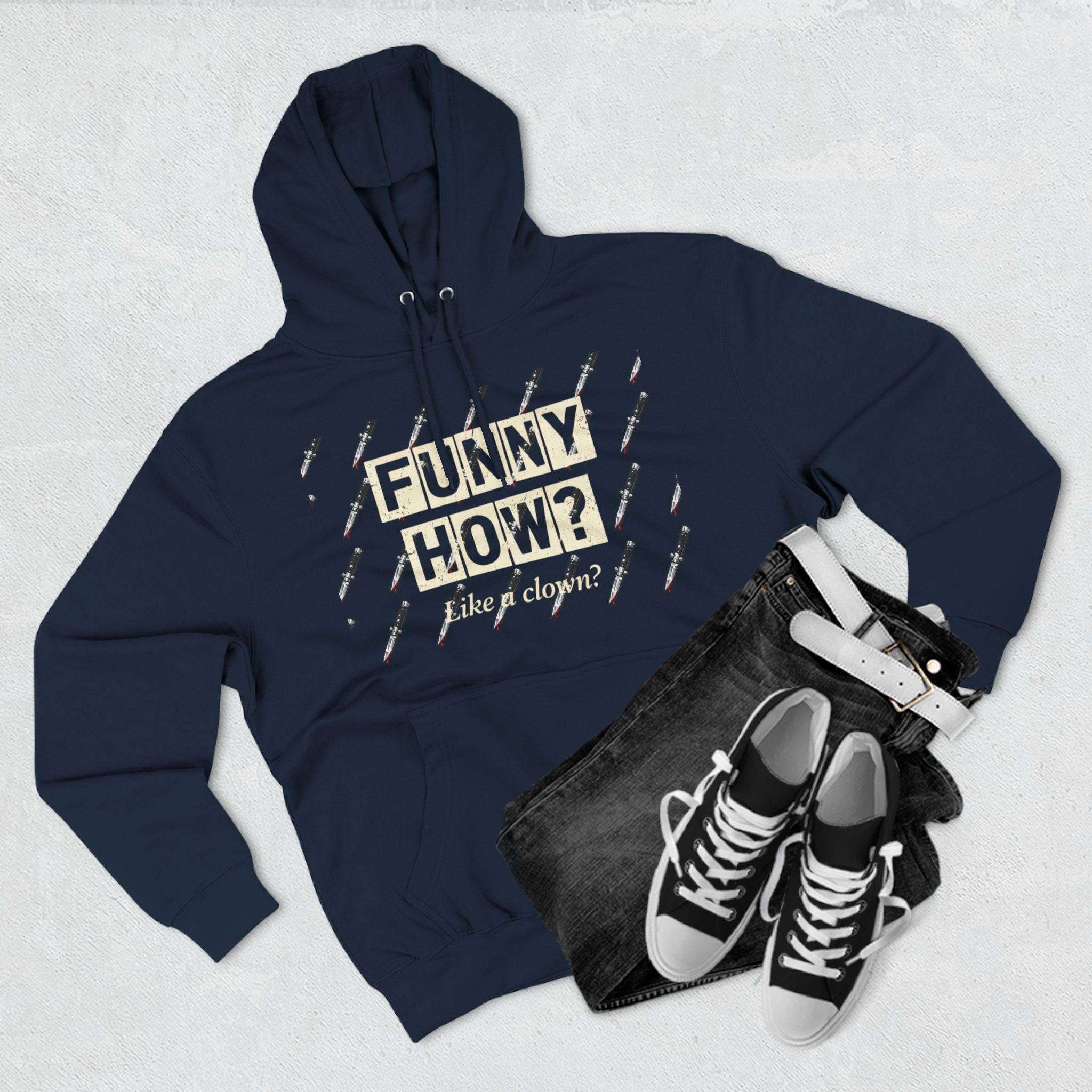 Funny How? Three-Panel Fleece Hoodie — Graphic Pullover (Shine Box)