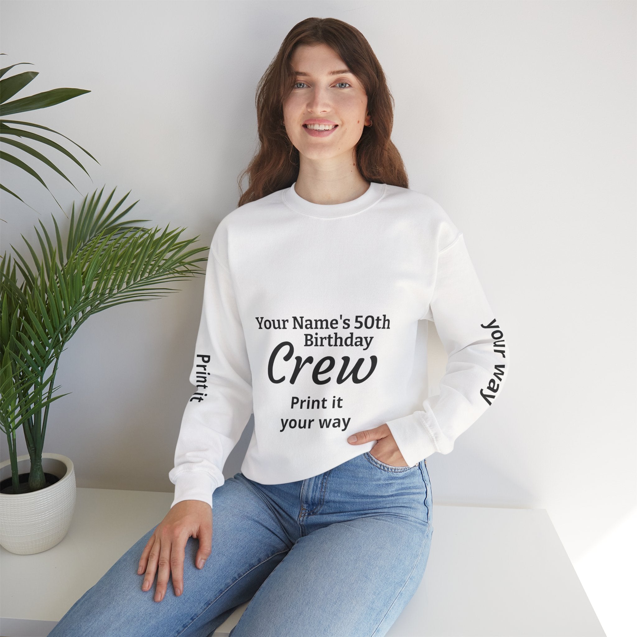 Custom 50th Birthday Crewneck Sweatshirt – Personalized "Your Name's 50th Birthday Crew" Design
