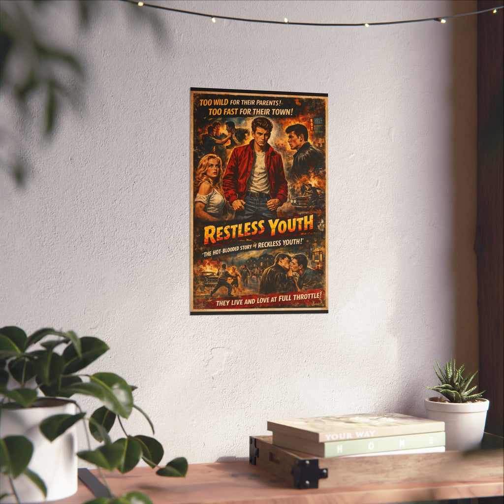 Restless Youth Vintage Movie Poster Art Print — Retro 1950s Teen Drama Wall Art