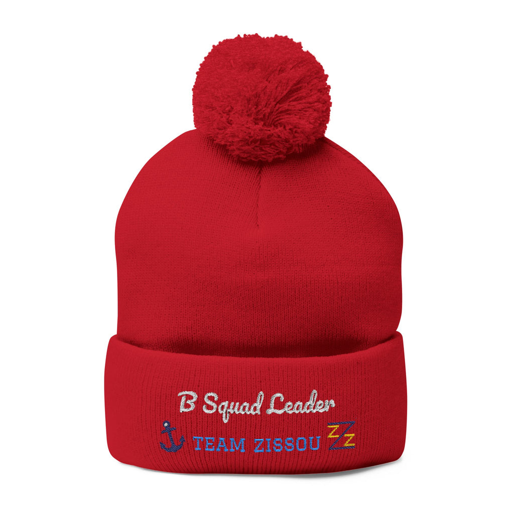 Team Zissou - B Squad Leader - Custom Embroidered Pom-Pom Knit Cap - Wes Anderson films