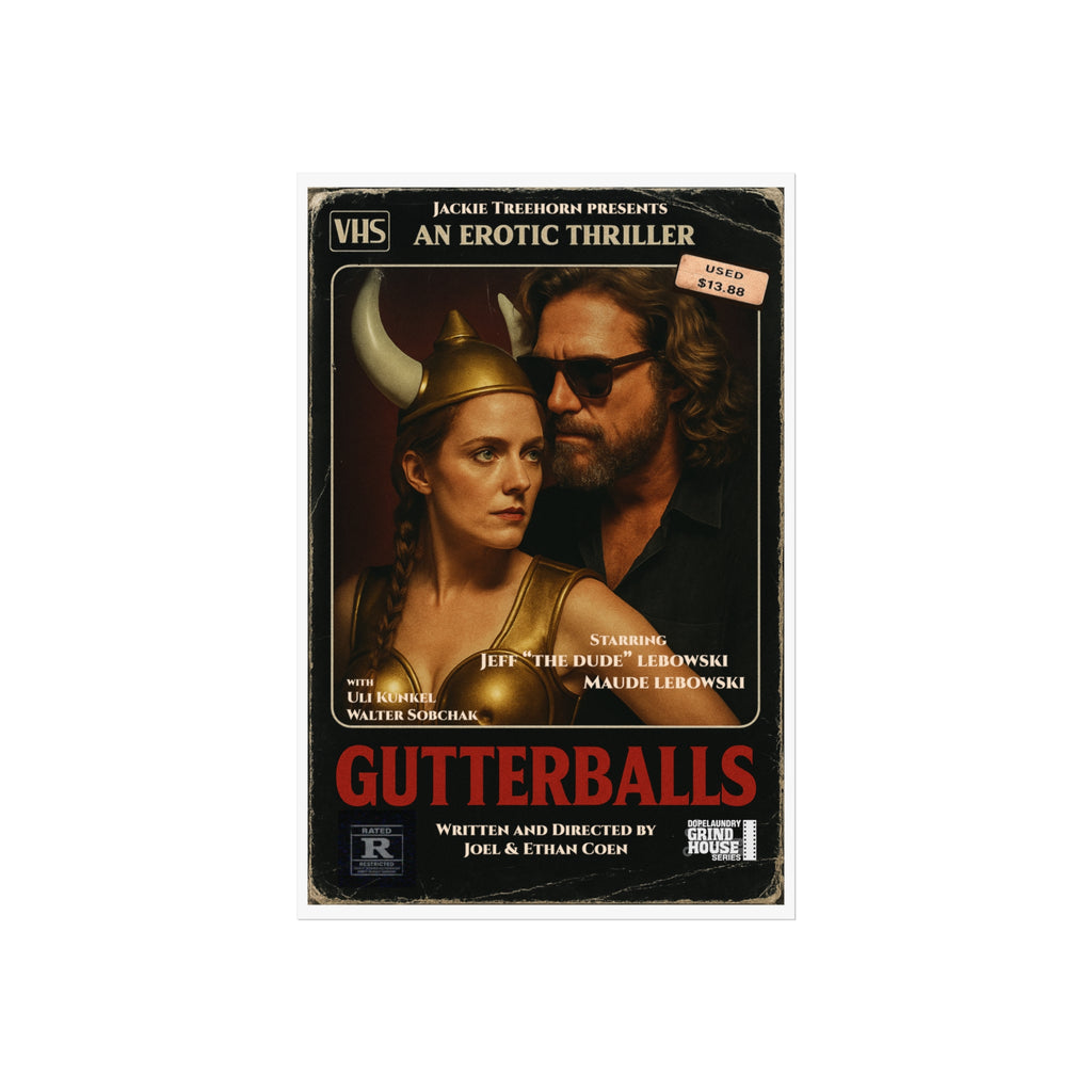 "Gutterballs" (VHS cover variant) Grind House inspired Print (The Big Lebowski) Unique Gift for Film Lovers, Home Aesthetic