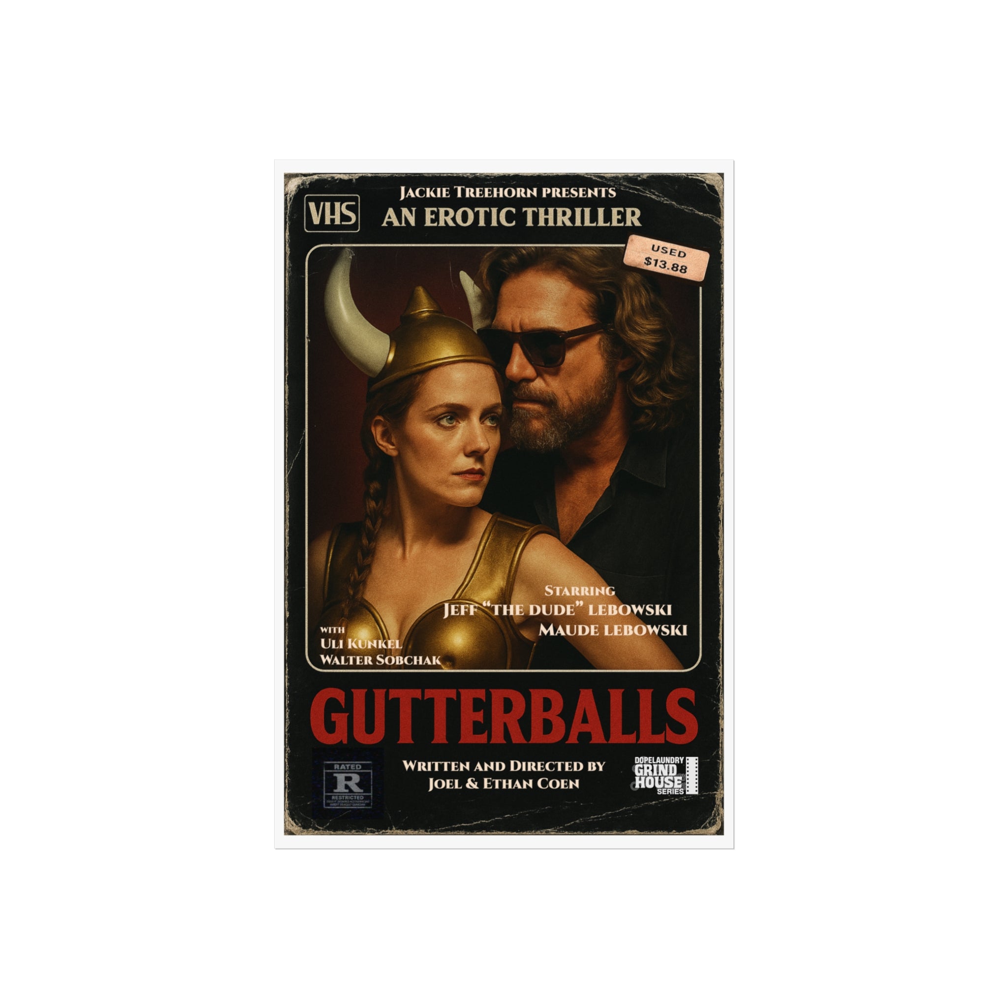 "Gutterballs" (VHS cover variant) Grind House inspired Print (The Big Lebowski) Unique Gift for Film Lovers, Home Aesthetic