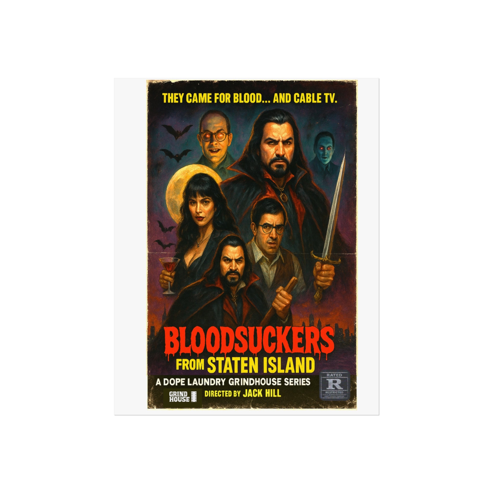 "Bloodsuckers of Staten Island" (variant) Grind House inspired Print (what we do in the shadows) Unique Gift for Film Lovers, Home Aesthetic