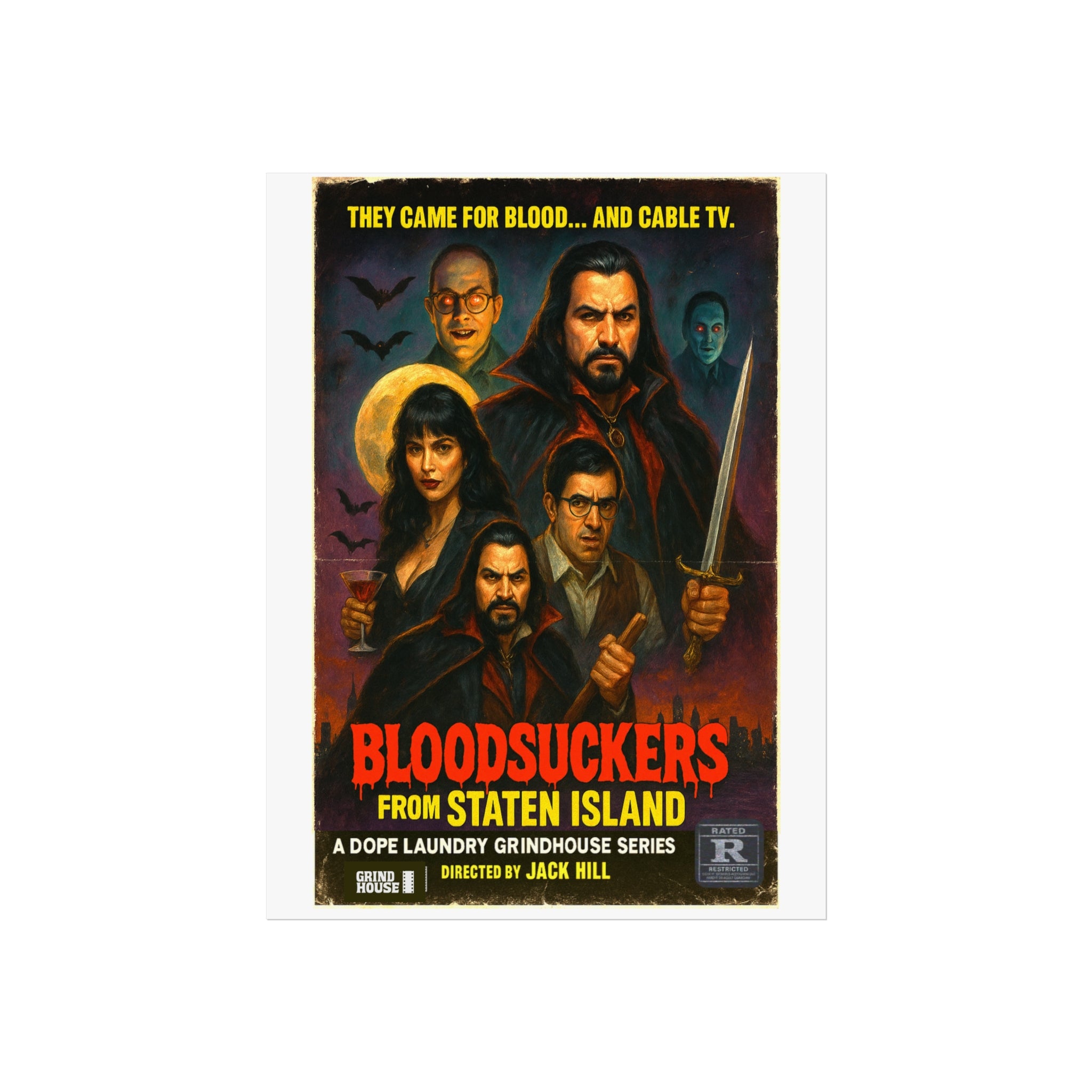 "Bloodsuckers of Staten Island" (variant) Grind House inspired Print (what we do in the shadows) Unique Gift for Film Lovers, Home Aesthetic