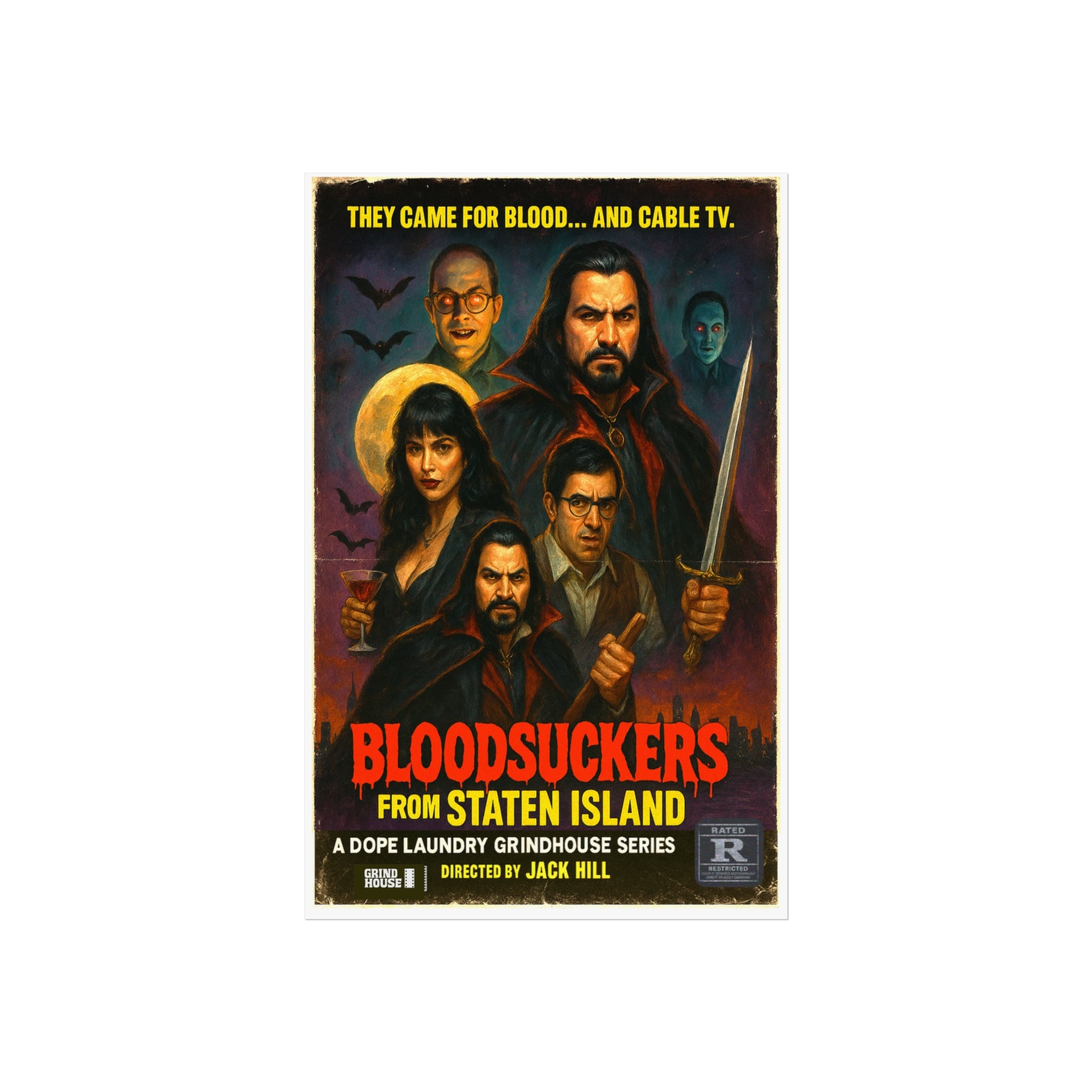 "Bloodsuckers of Staten Island" (variant) Grind House inspired Print (what we do in the shadows) Unique Gift for Film Lovers, Home Aesthetic