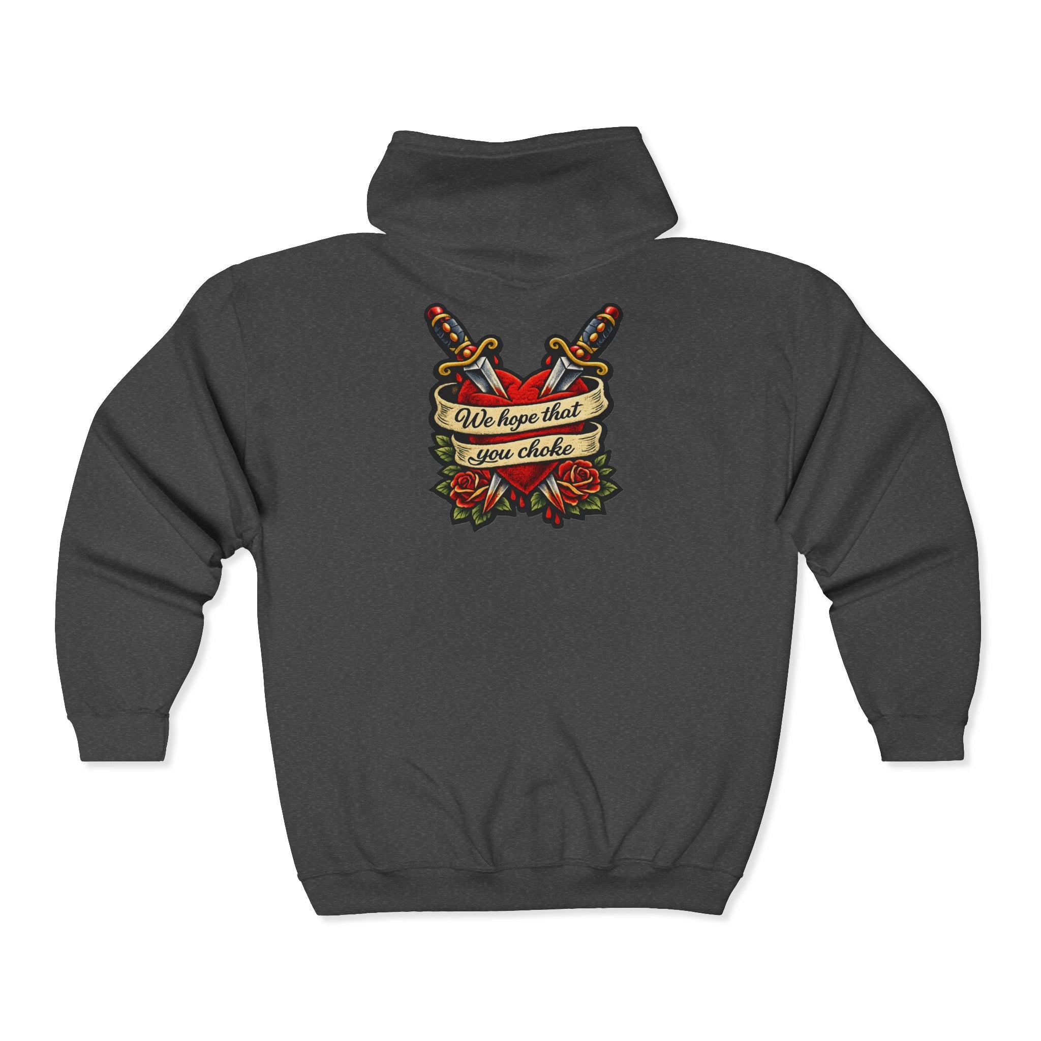 Skull & Roses Zip Hoodie —we hope that you choke