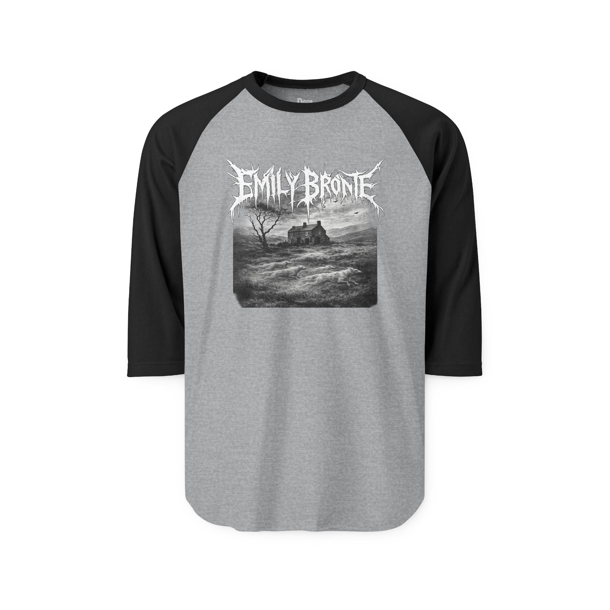 Emily Brontë Gothic Raglan Shirt (white ink variant) — Haunted Manor Literary Tee