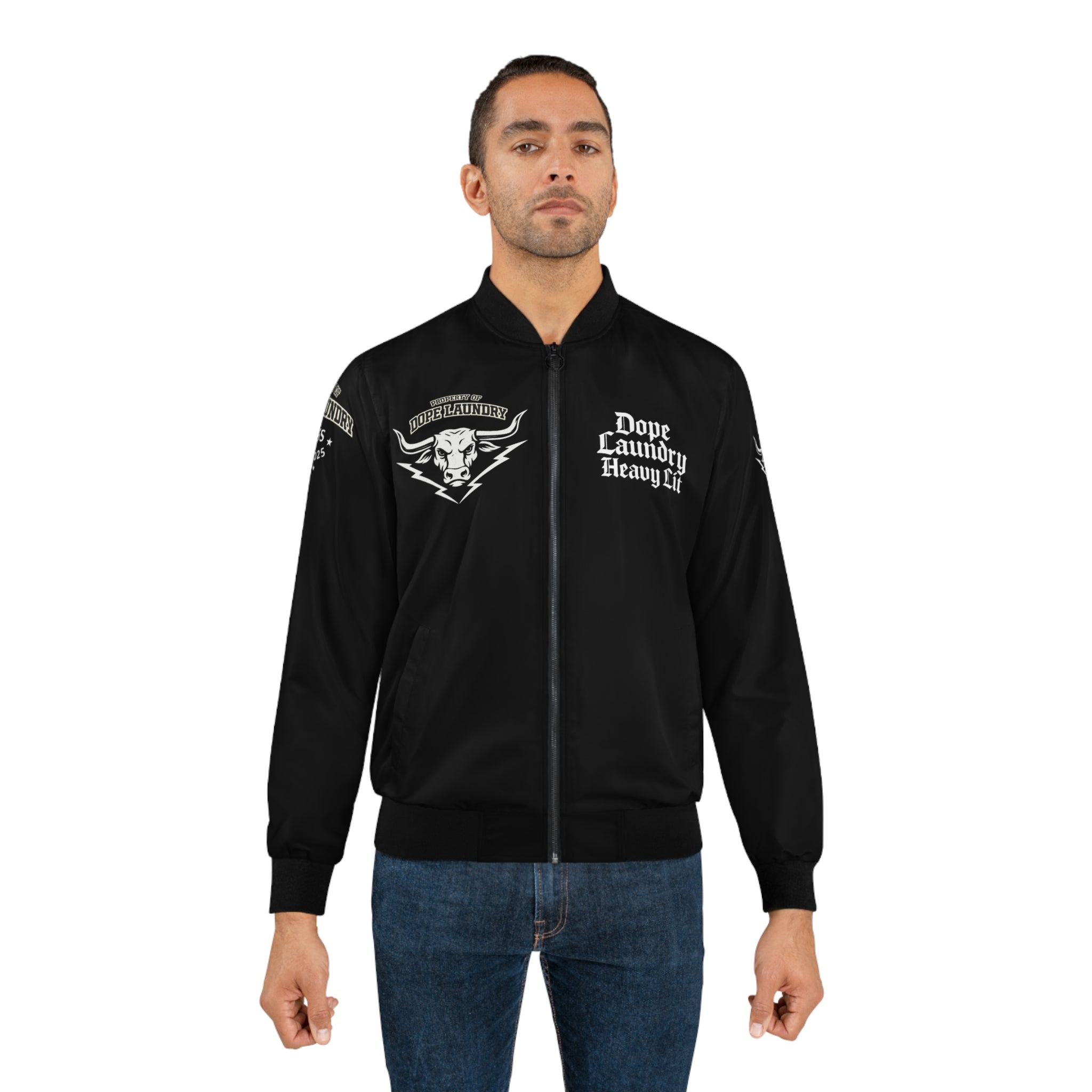 Literary Metal Bomber Jacket — Author Logos Back Print