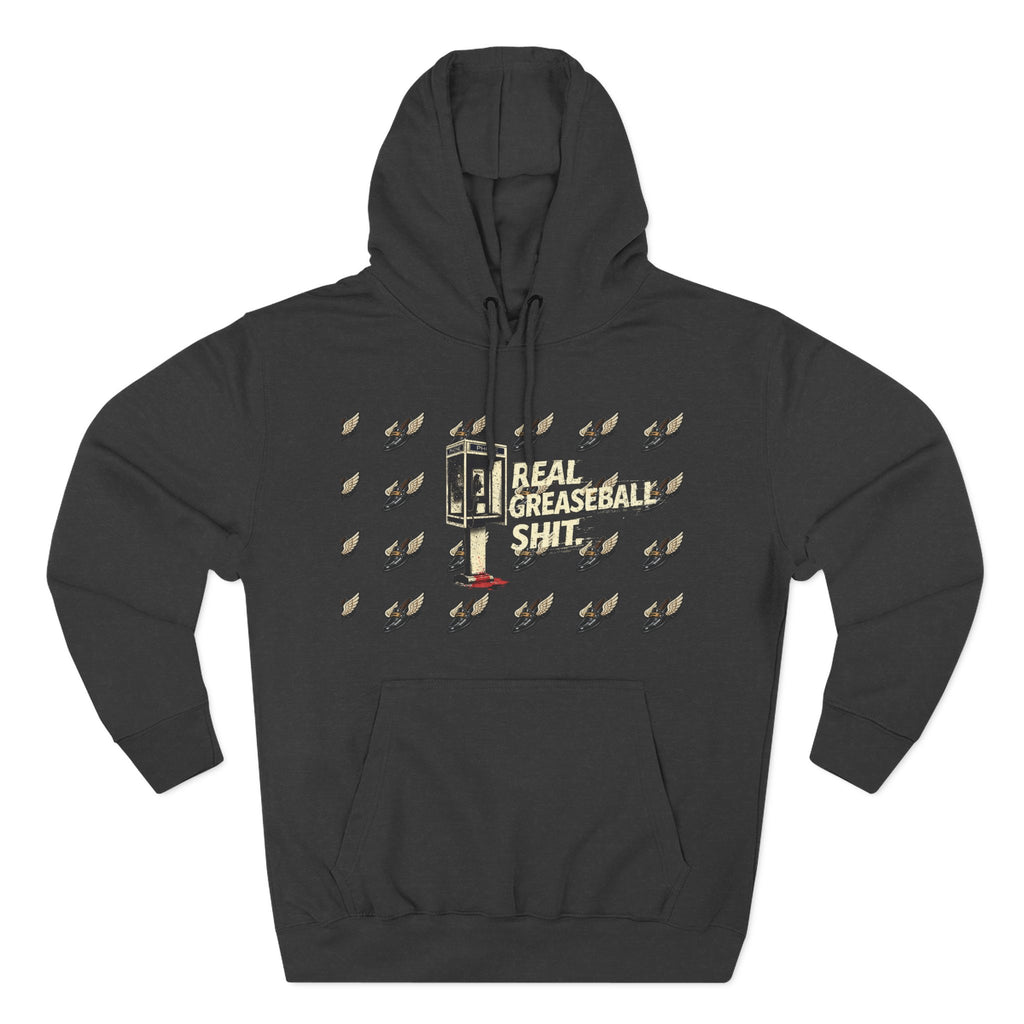 Real Greaseball Shit Graphic Hoodie — Three-Panel Fleece Pullover