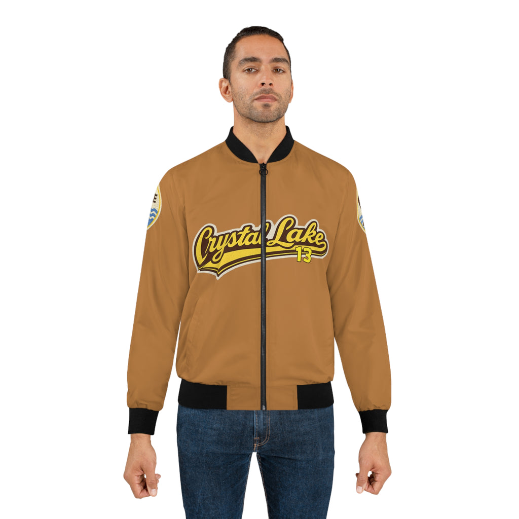 Crystal Lake 13 Bomber Jacket — Retro Lake Badge All-Over Print