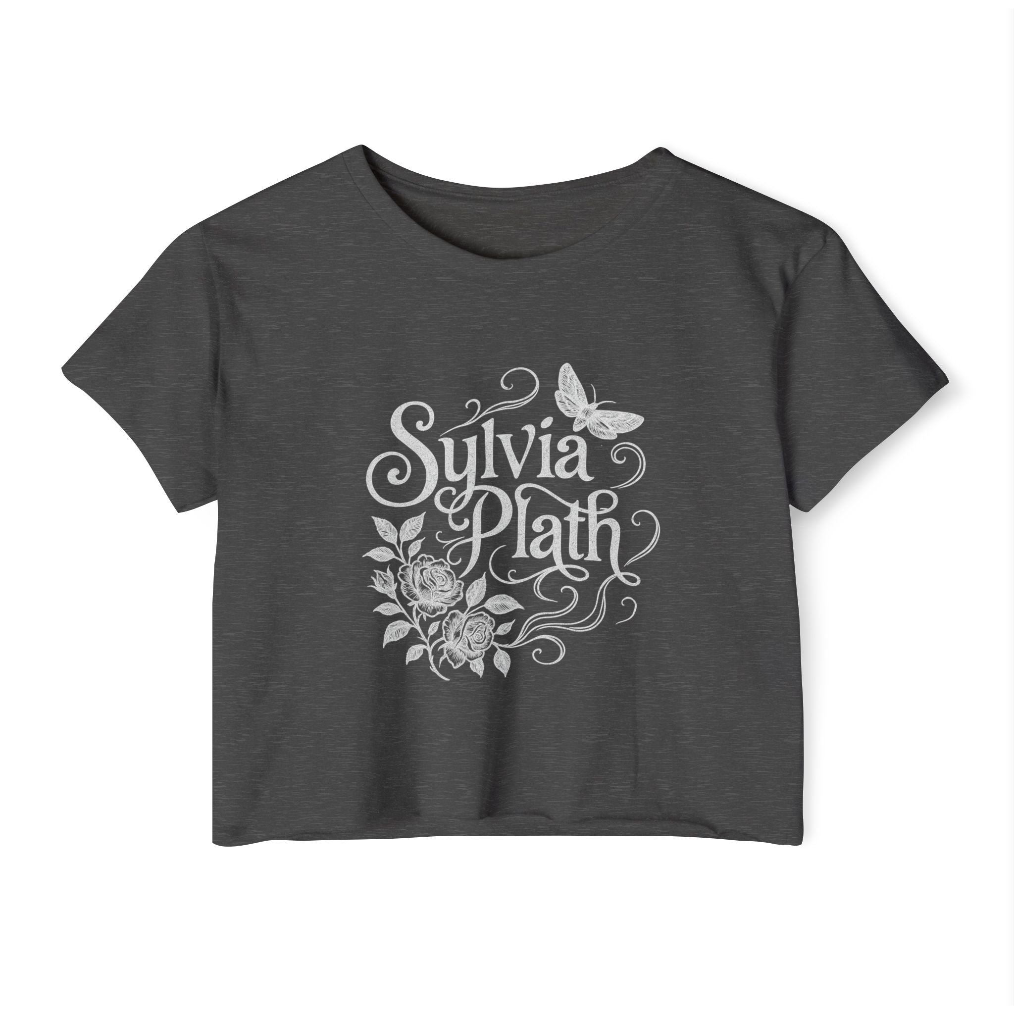 Sylvia Plath Floral Crop Top — Women's Festival Graphic Tee