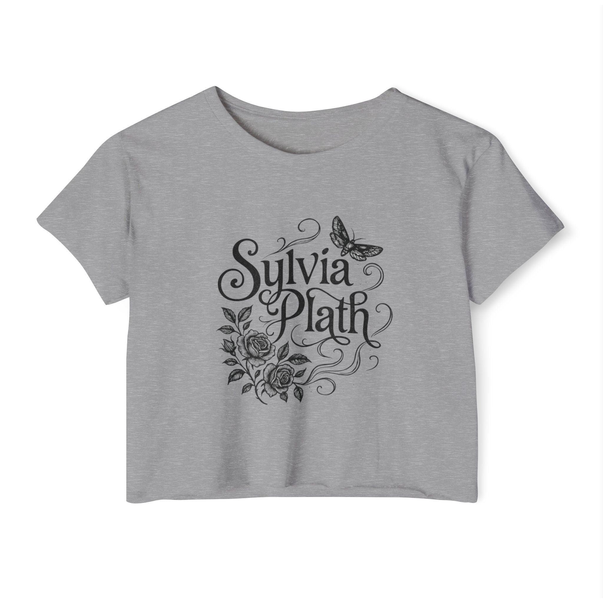 Sylvia Plath Floral Crop Top — Women's Festival Graphic Tee