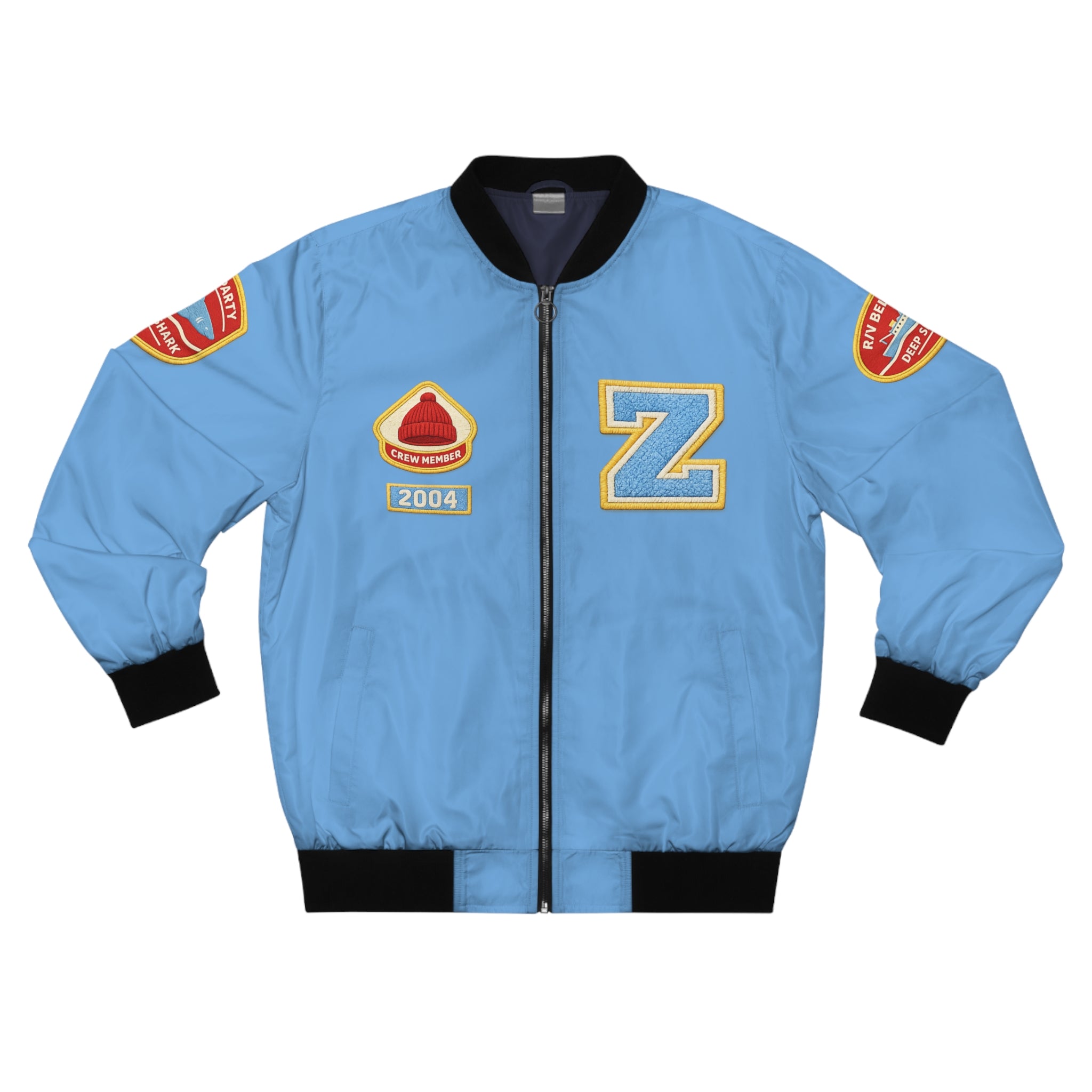 Team Zissou Bomber Jacket — 'Team Zissou Belafonte' Light Blue Bomber