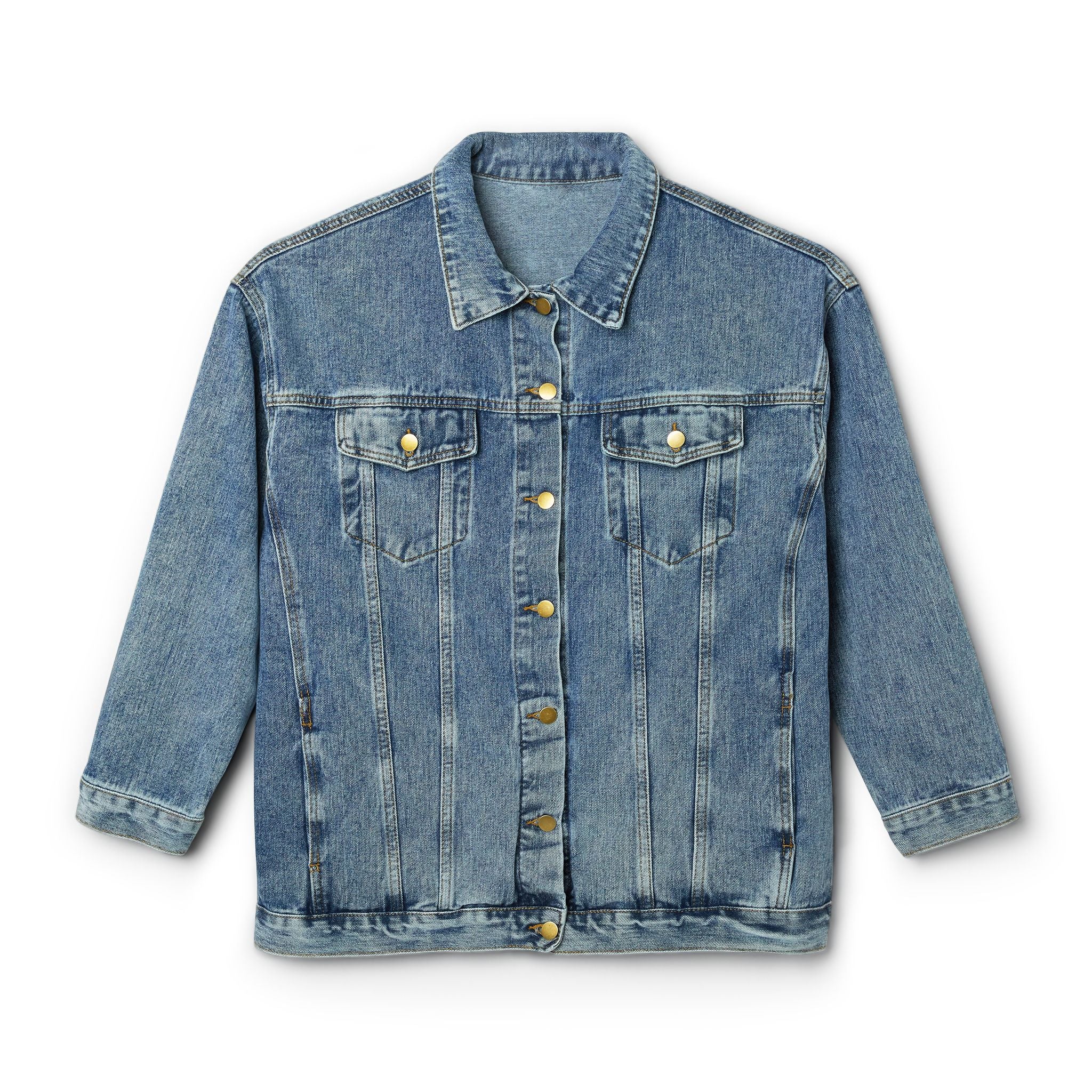 Women’s Denim Jacket — Retro Tattoo Back Patch “We Hope That You Choke”