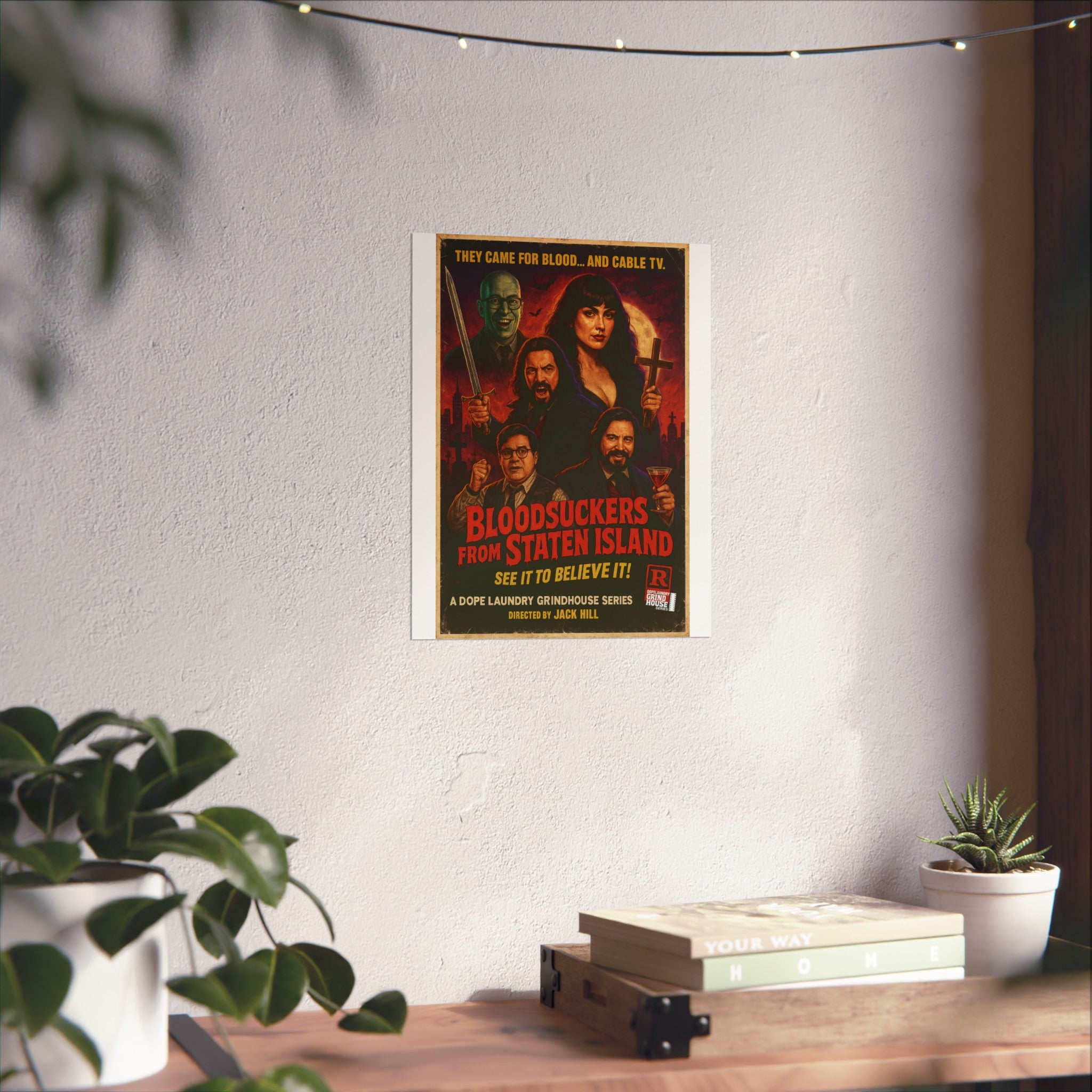 "Bloodsuckers from Staten Island" Grind House inspired Print (what we do in the shadows) Unique Gift for Film Lovers, Home Aesthetic
