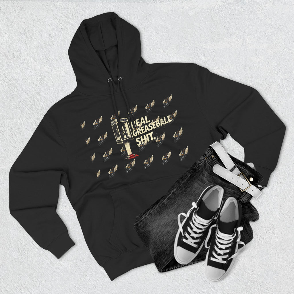 Real Greaseball Shit Graphic Hoodie — Three-Panel Fleece Pullover