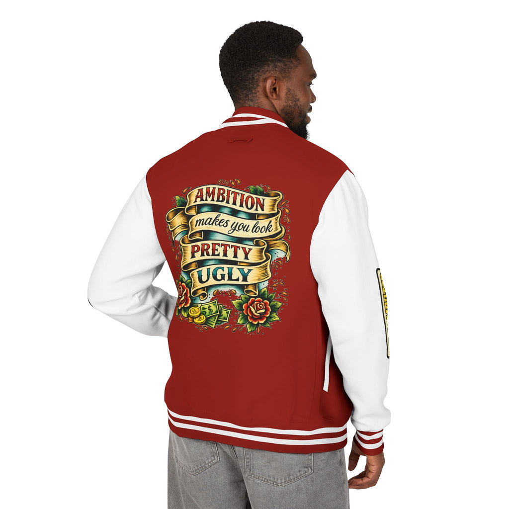Letterman Jacket — "Ambition Makes You Look Pretty Ugly" Floral Varsity Jacket