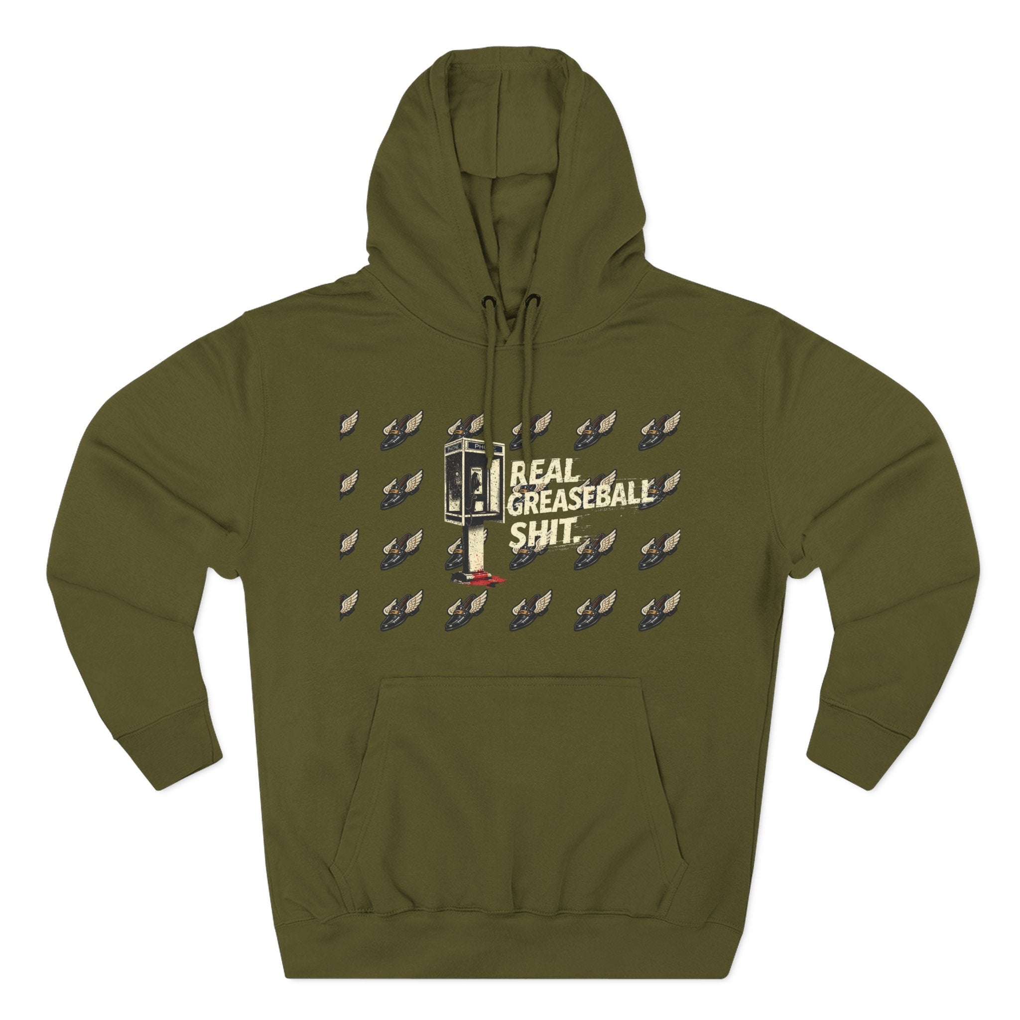 Real Greaseball Shit Graphic Hoodie — Three-Panel Fleece Pullover