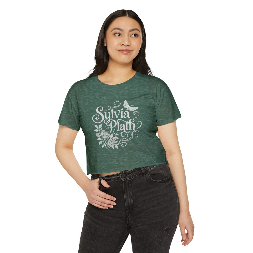 Sylvia Plath Floral Crop Top — Women's Festival Graphic Tee