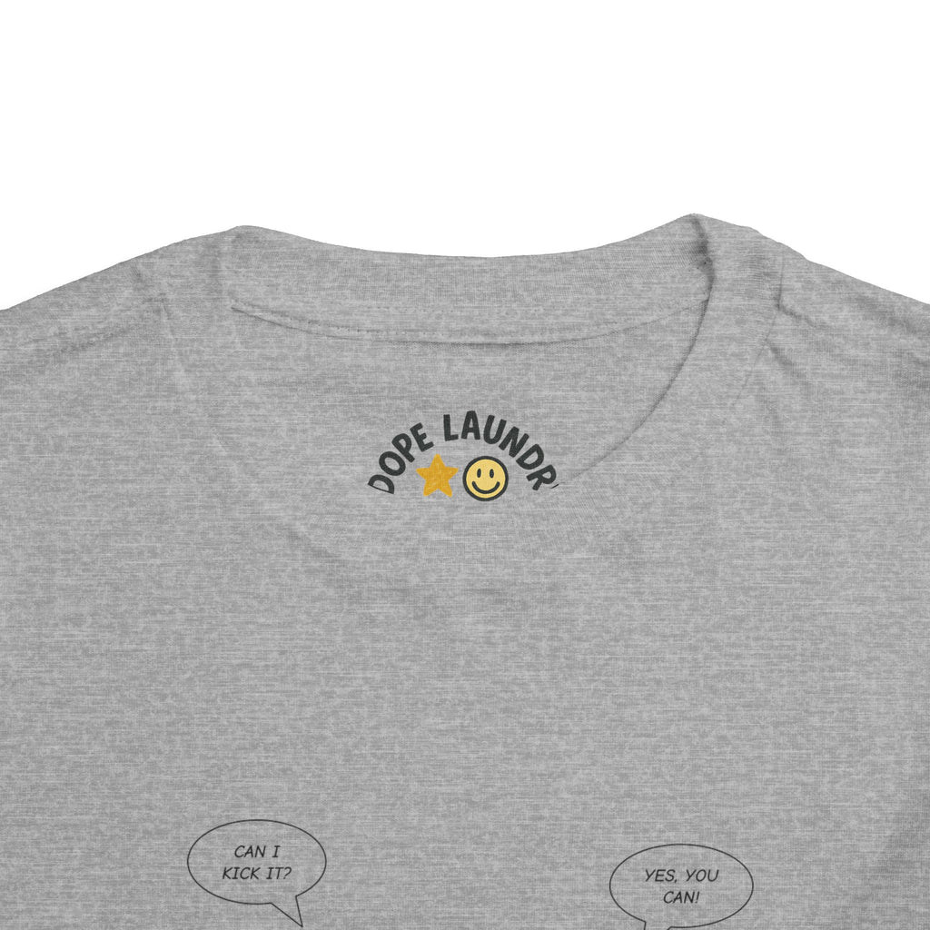 Toddler Tee - Can I Kick It? - Retro Graphic Kids Shirt