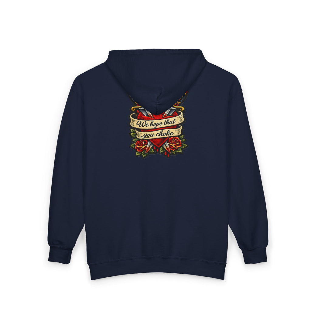 Skull & Roses Zip Hoodie —we hope that you choke