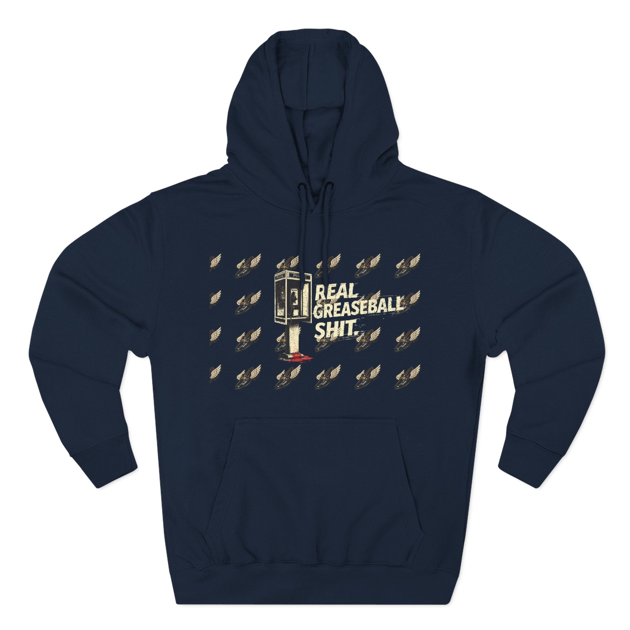 Real Greaseball Shit Graphic Hoodie — Three-Panel Fleece Pullover
