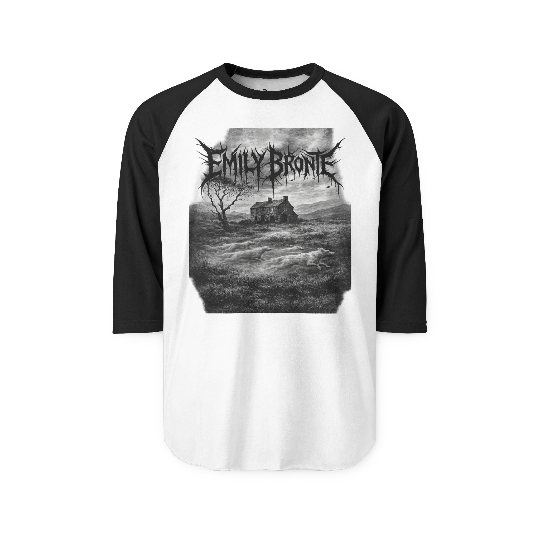 Emily Brontë Gothic Raglan Shirt — Haunted Manor Literary Tee