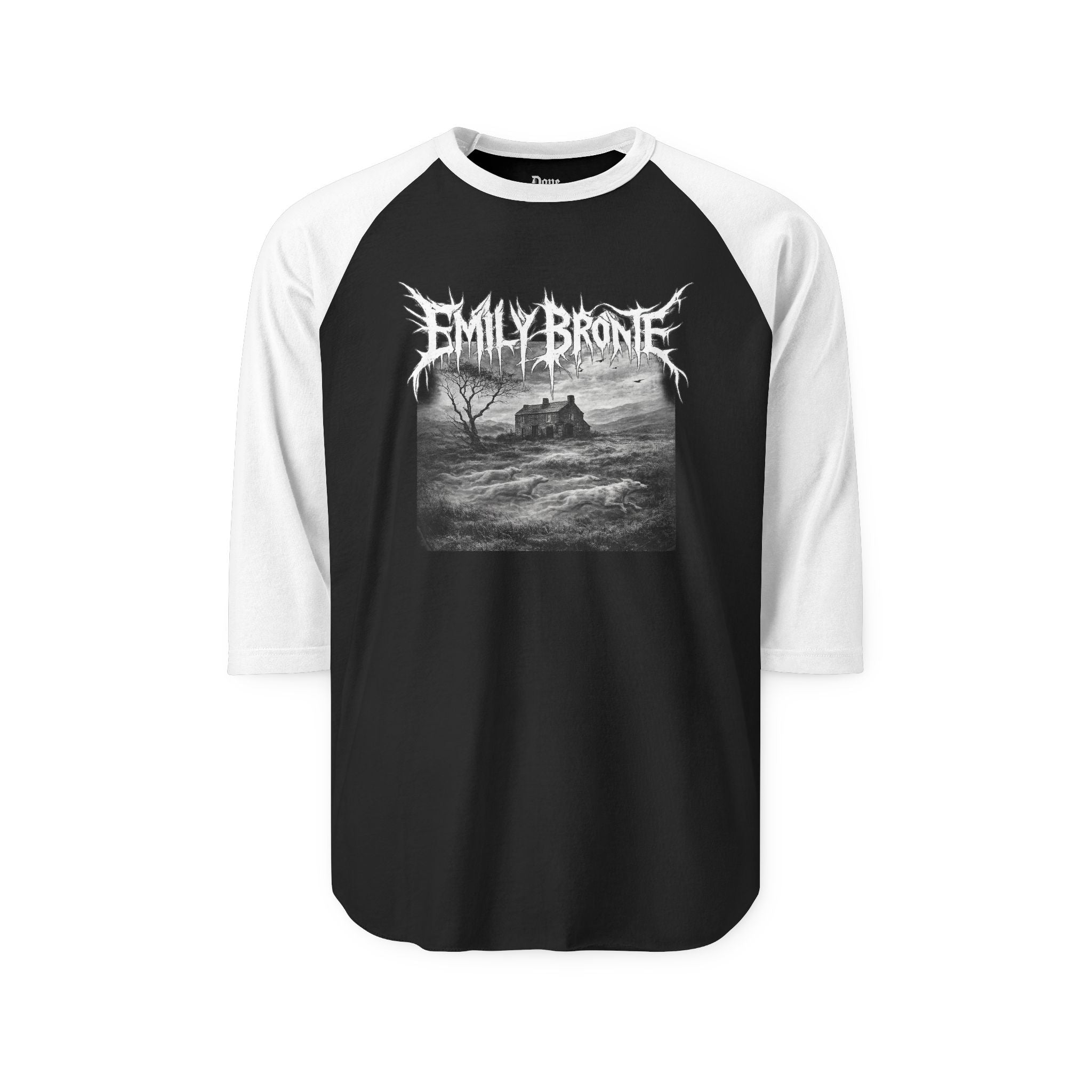 Emily Brontë Gothic Raglan Shirt (white ink variant) — Haunted Manor Literary Tee