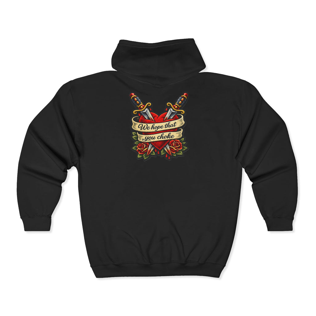 Skull & Roses Zip Hoodie —we hope that you choke