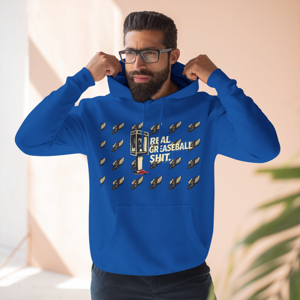 Real Greaseball Shit Graphic Hoodie — Three-Panel Fleece Pullover