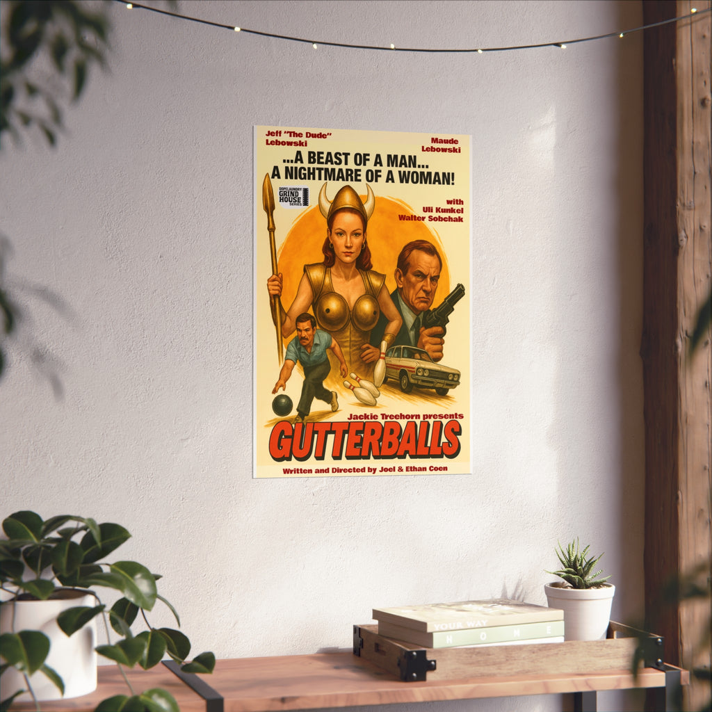 "Gutterballs" (variant) Grind House inspired Print (The Big Lebowski) Unique Gift for Film Lovers, Home Aesthetic