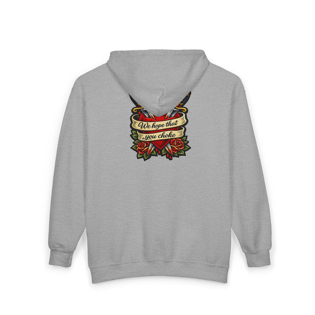 Skull & Roses Zip Hoodie —we hope that you choke