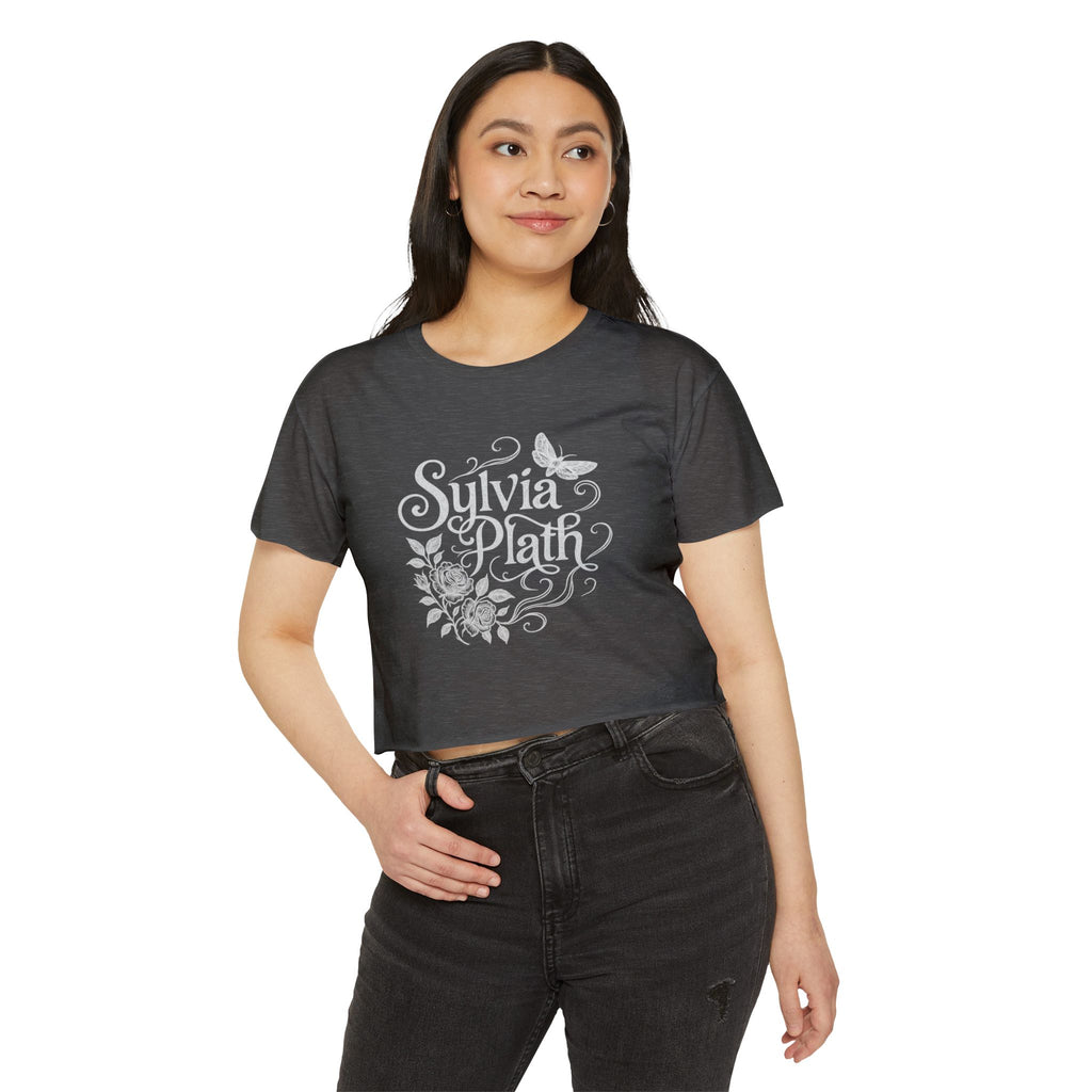 Sylvia Plath Floral Crop Top — Women's Festival Graphic Tee