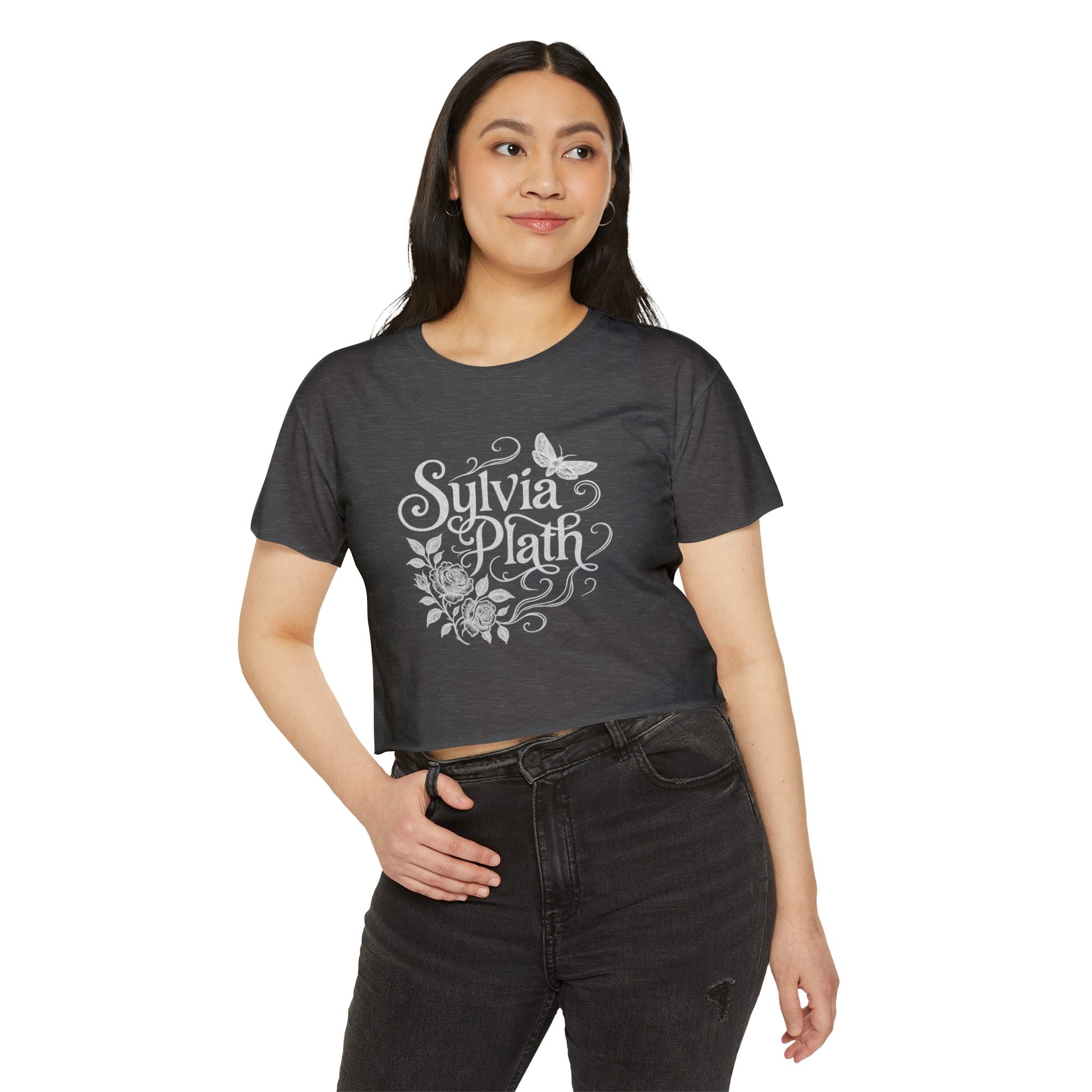 Sylvia Plath Floral Crop Top — Women's Festival Graphic Tee
