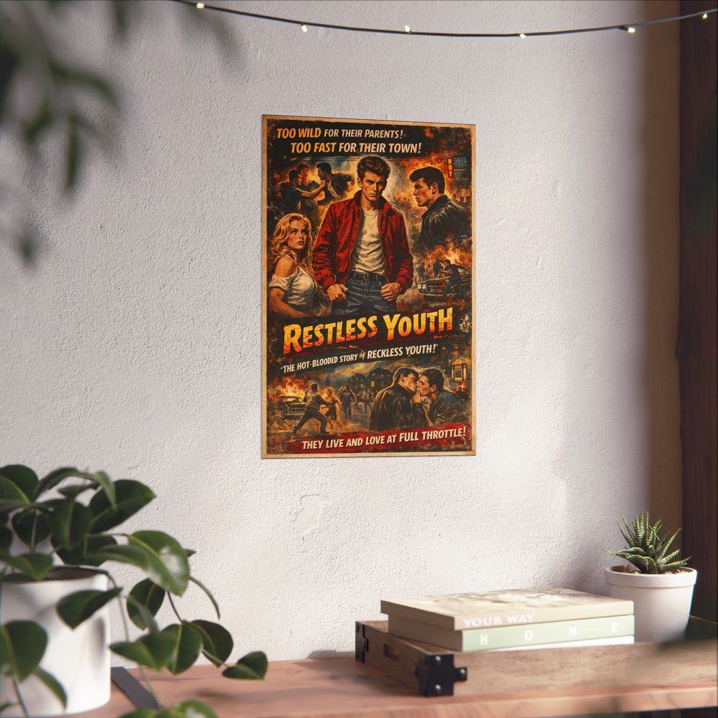 Restless Youth Vintage Movie Poster Art Print — Retro 1950s Teen Drama Wall Art