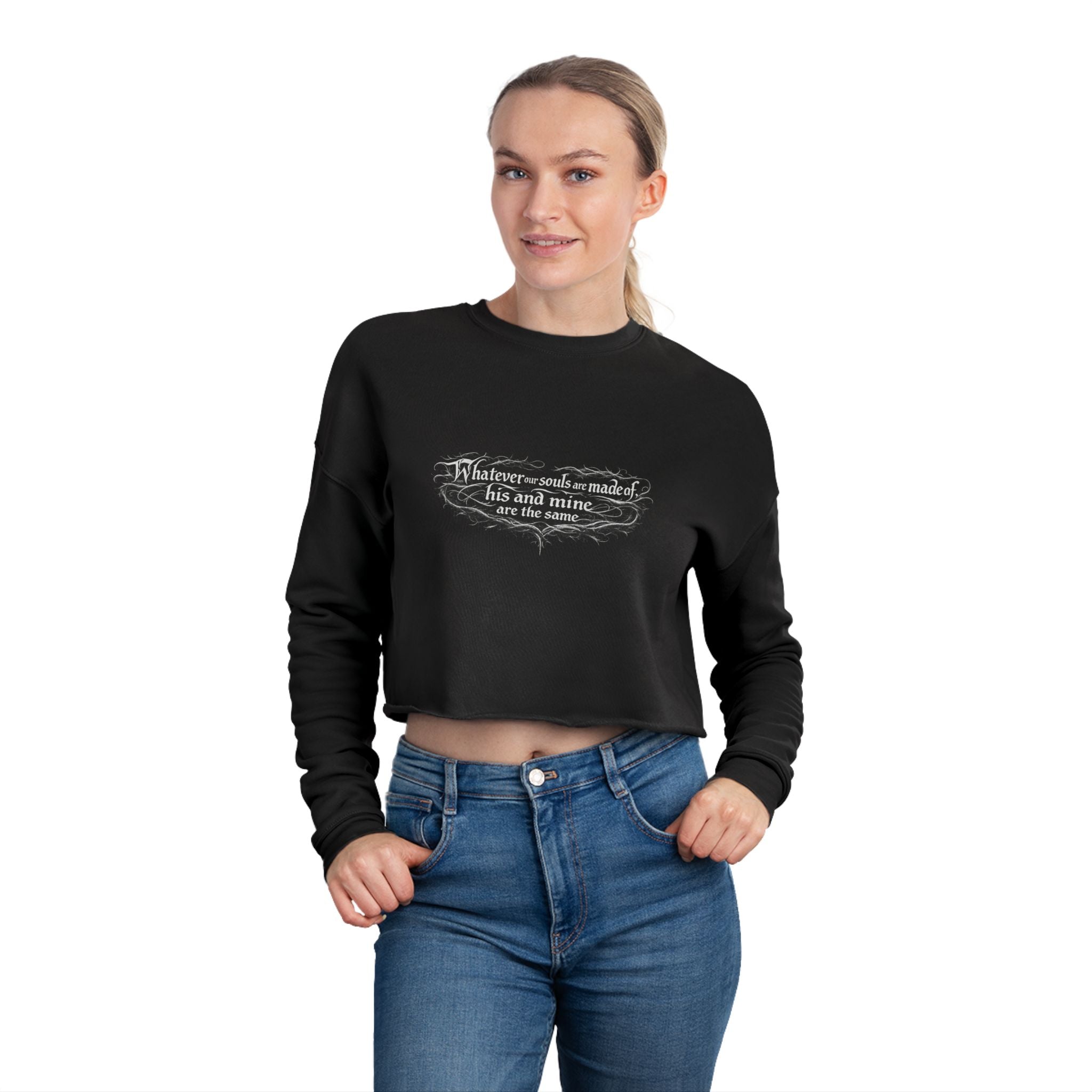 Emily Brontë Quote Moonlit Nature Cropped Sweatshirt