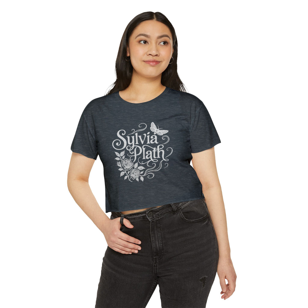 Sylvia Plath Floral Crop Top — Women's Festival Graphic Tee