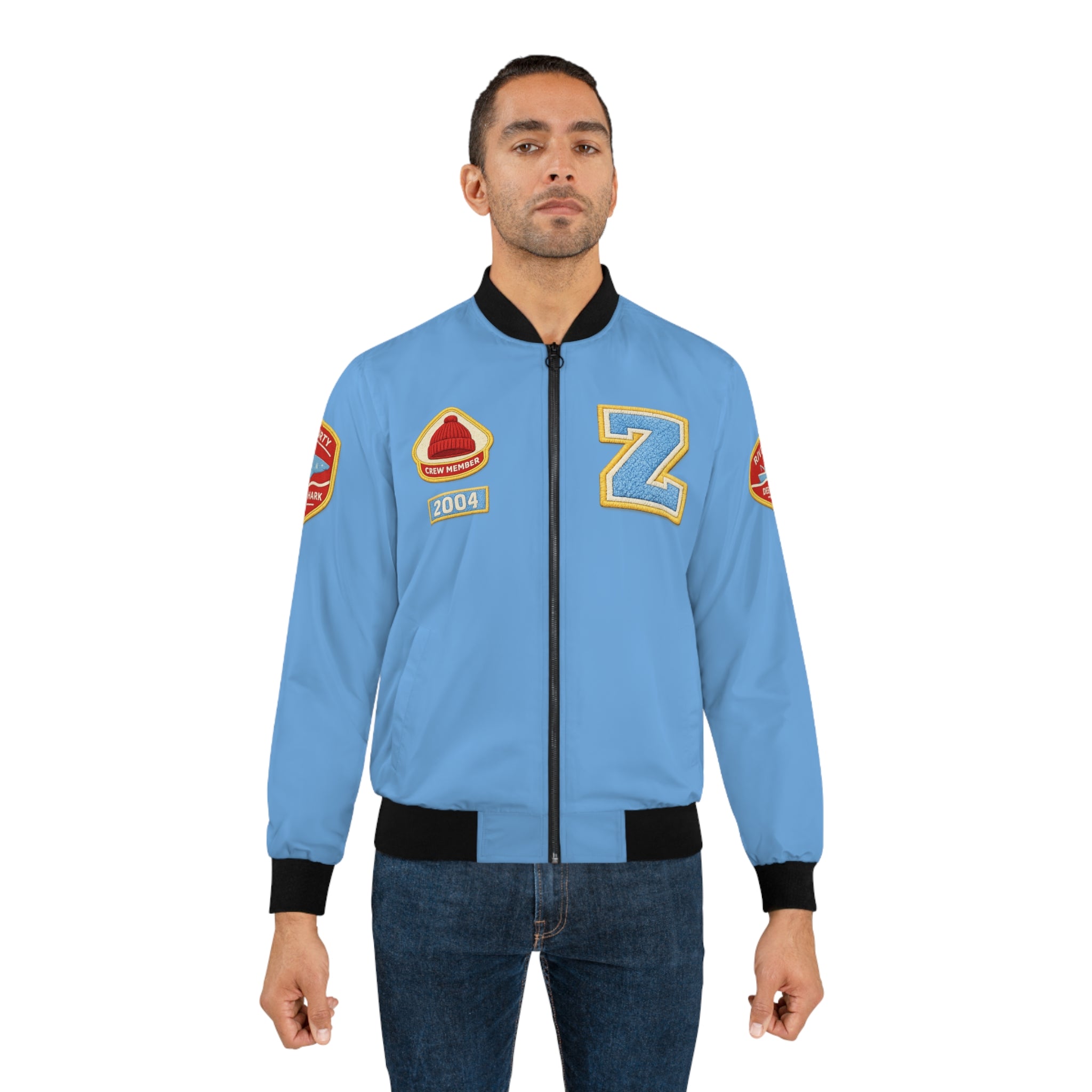 Team Zissou Bomber Jacket — 'Team Zissou Belafonte' Light Blue Bomber