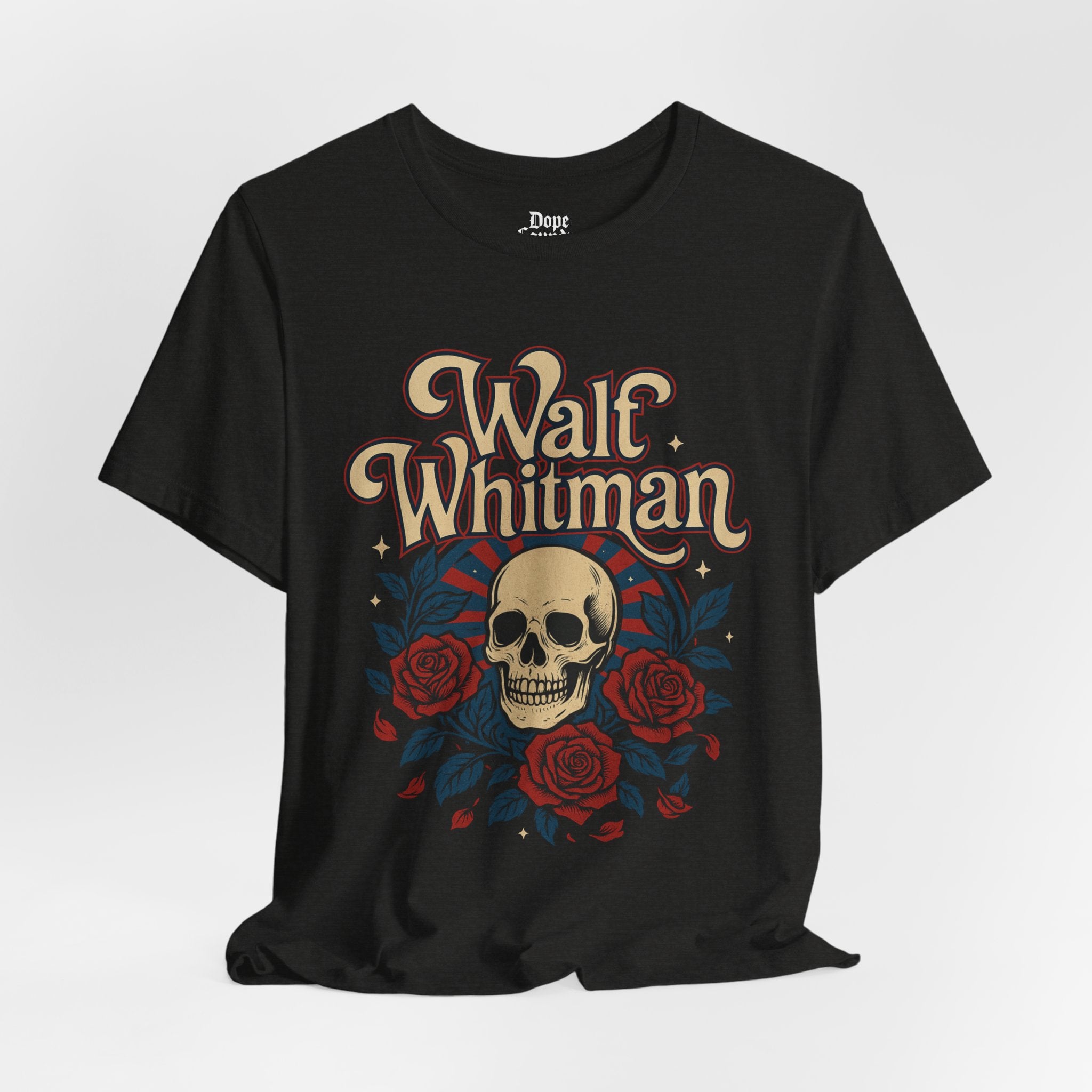 Walt Whitman Skull & Roses Vintage Graphic Tee